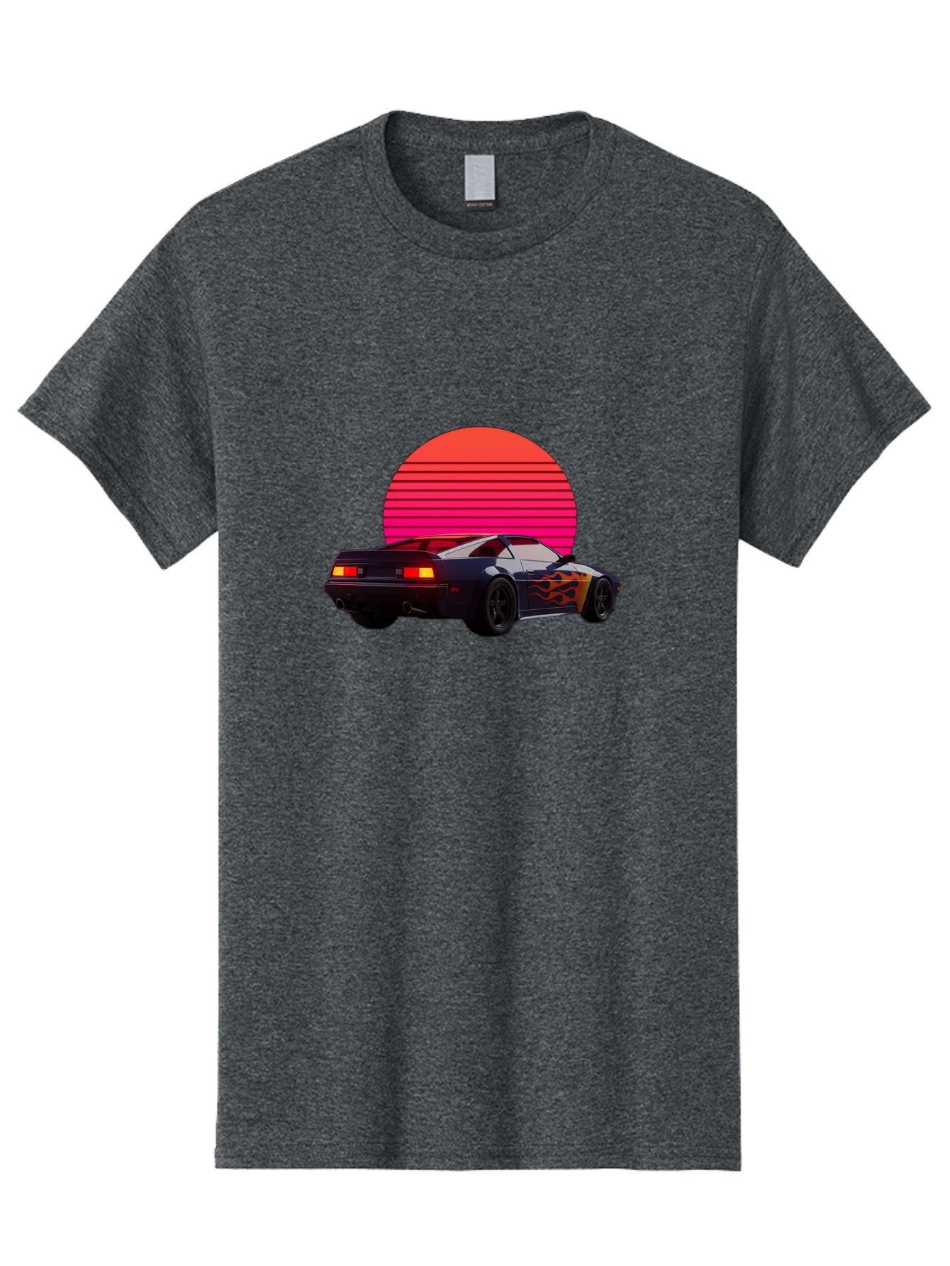 Retro-Sports-Car-1 Men'S Graphic Tee, 100% Cotton, Comfortable Casual Summer Wear, Machine Washable, Retro Sports Car, Flame Design, Vintage Vehicle, 80S Car Culture, Neon Lights, Synth Wave, Red Sun, Vintage Graphics, Retro Futuristic Bab334 6