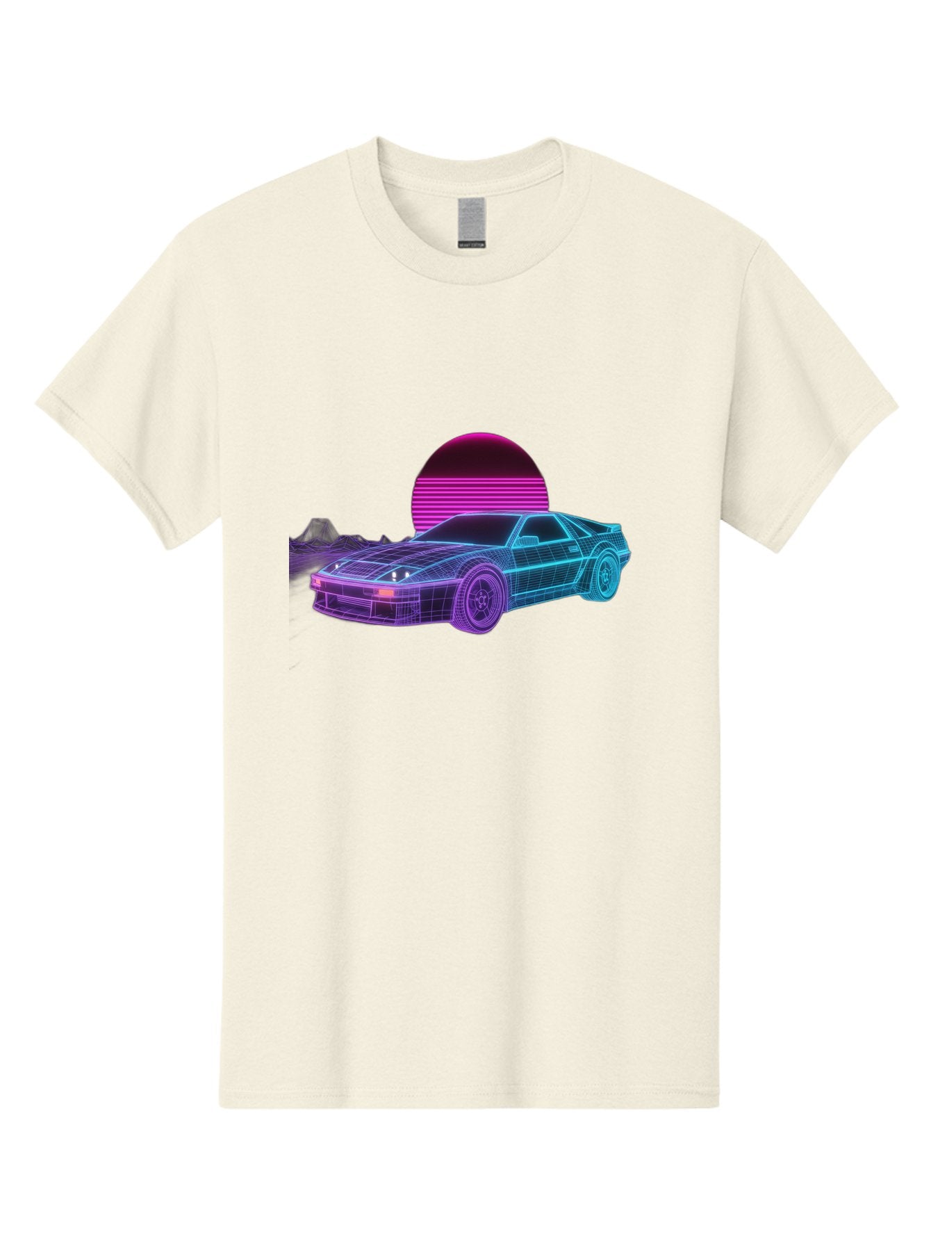 Retro-Sports-Car Men'S Graphic Tee, 100% Cotton, Comfortable Casual Summer Wear, Machine Washable, Retro Futuristic Car, Neon Lights, Synthwave Style, Vaporwave Aesthetic, 80S Sports Car, Datsun 280Z, Grid Pattern, Futuristic Landscape, Bab335 11