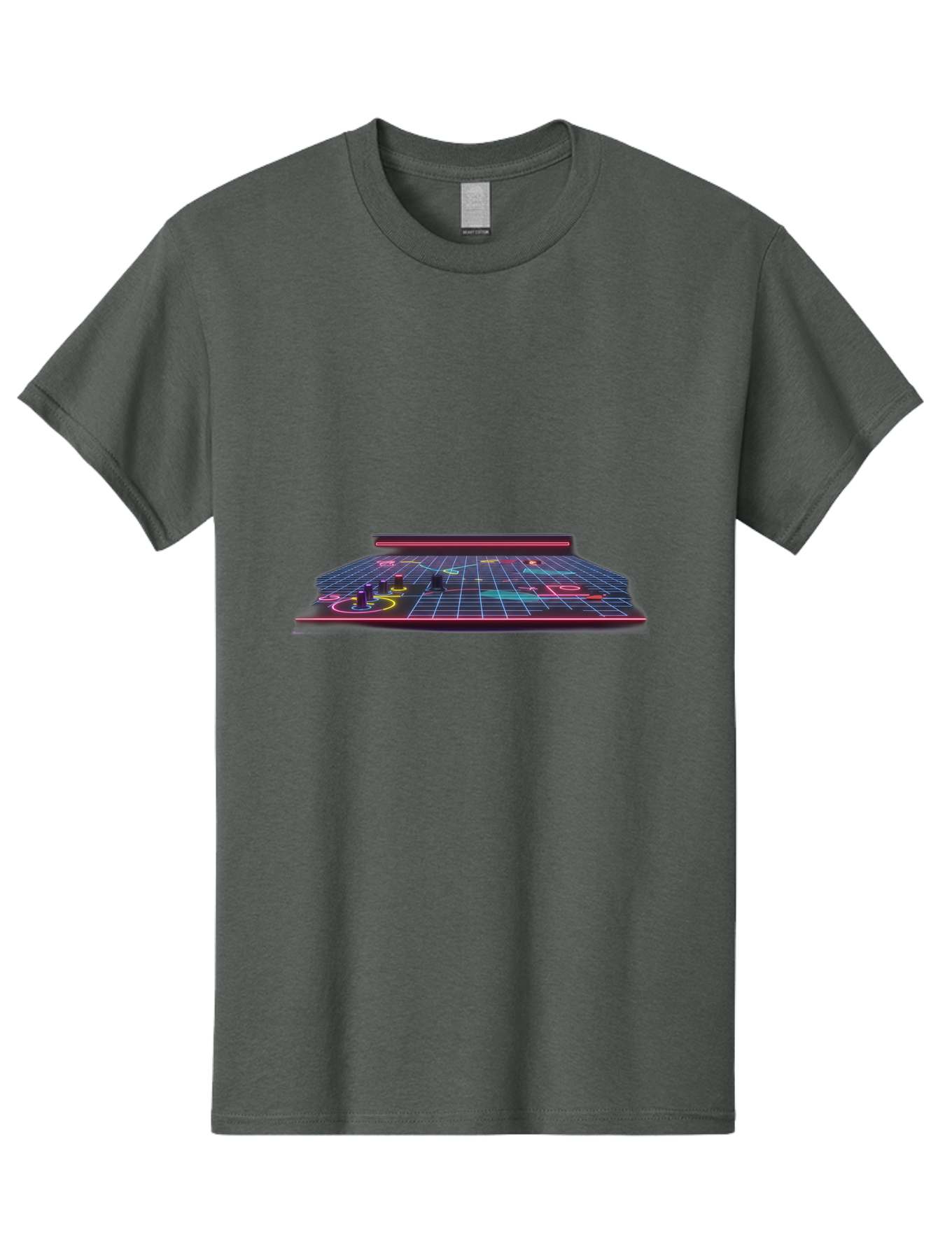 Retro-Synth-Stage Men'S Graphic Tee, 100% Cotton, Comfortable Casual Summer Wear, Machine Washable, Futuristic Stage, Synthwave Aesthetic, Neon Lights, Grid Pattern, Retro Futuristic Design, 80S Vibe, Gaming Stage, Concert Platform, Bab337 23