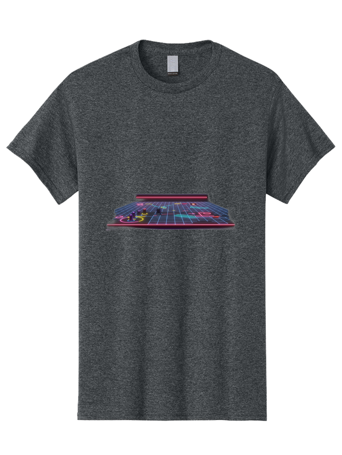 Retro-Synth-Stage Men'S Graphic Tee, 100% Cotton, Comfortable Casual Summer Wear, Machine Washable, Futuristic Stage, Synthwave Aesthetic, Neon Lights, Grid Pattern, Retro Futuristic Design, 80S Vibe, Gaming Stage, Concert Platform, Bab337 9