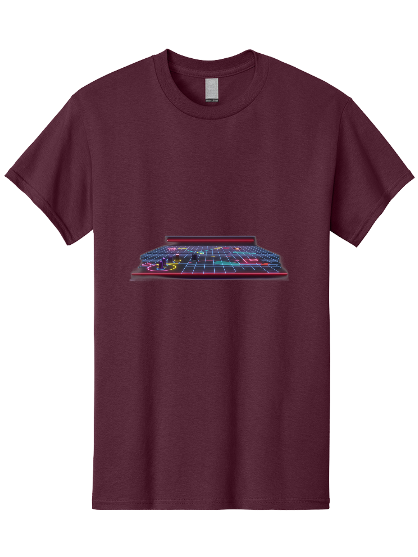 Retro-Synth-Stage Men'S Graphic Tee, 100% Cotton, Comfortable Casual Summer Wear, Machine Washable, Futuristic Stage, Synthwave Aesthetic, Neon Lights, Grid Pattern, Retro Futuristic Design, 80S Vibe, Gaming Stage, Concert Platform, Bab337 7
