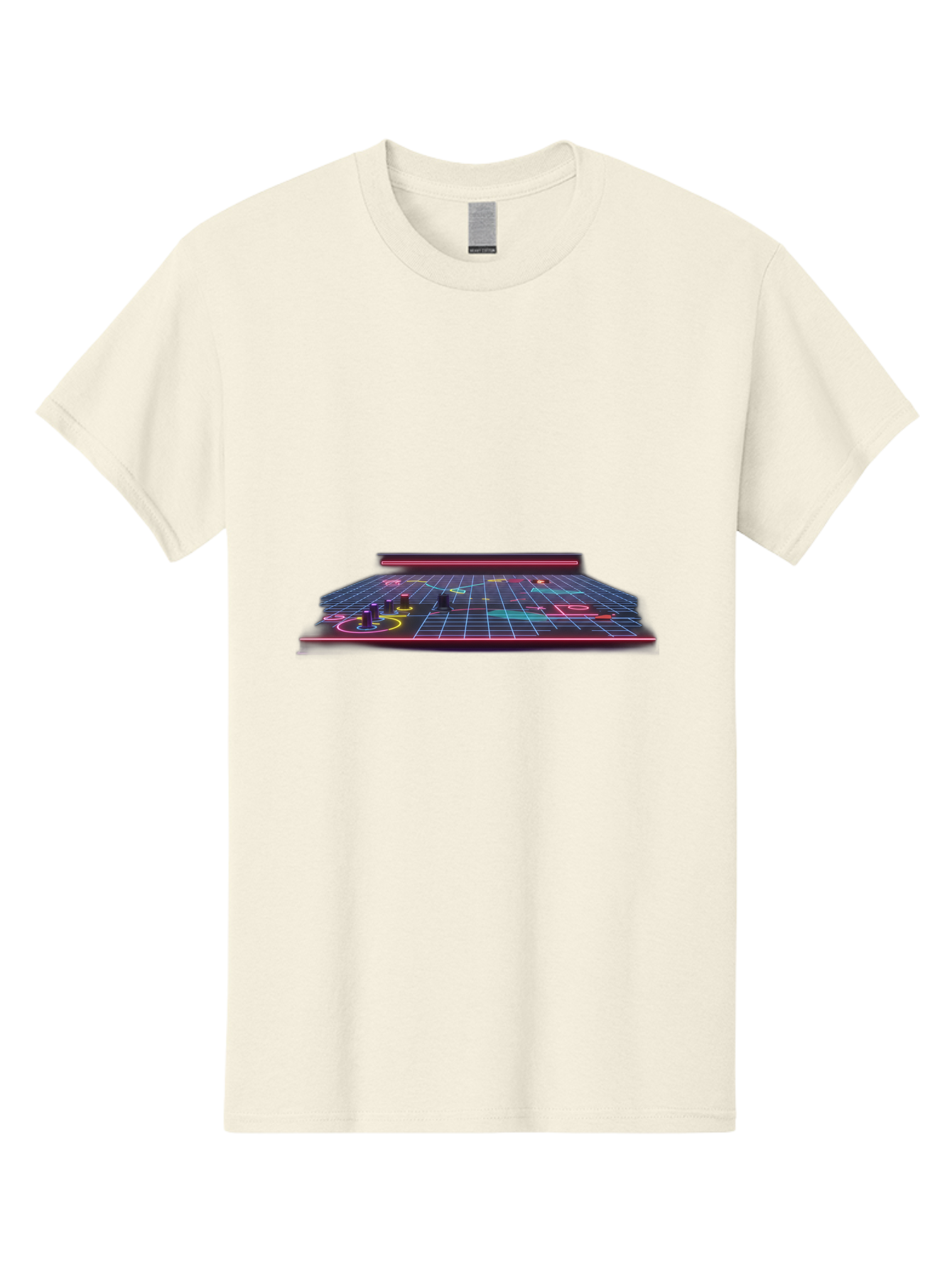 Retro-Synth-Stage Men'S Graphic Tee, 100% Cotton, Comfortable Casual Summer Wear, Machine Washable, Futuristic Stage, Synthwave Aesthetic, Neon Lights, Grid Pattern, Retro Futuristic Design, 80S Vibe, Gaming Stage, Concert Platform, Bab337 13