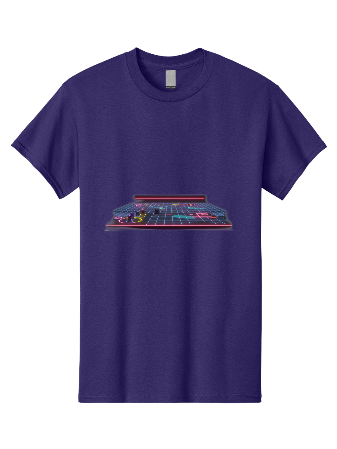 Retro-Synth-Stage Men'S Graphic Tee, 100% Cotton, Comfortable Casual Summer Wear, Machine Washable, Futuristic Stage, Synthwave Aesthetic, Neon Lights, Grid Pattern, Retro Futuristic Design, 80S Vibe, Gaming Stage, Concert Platform, Bab337 27