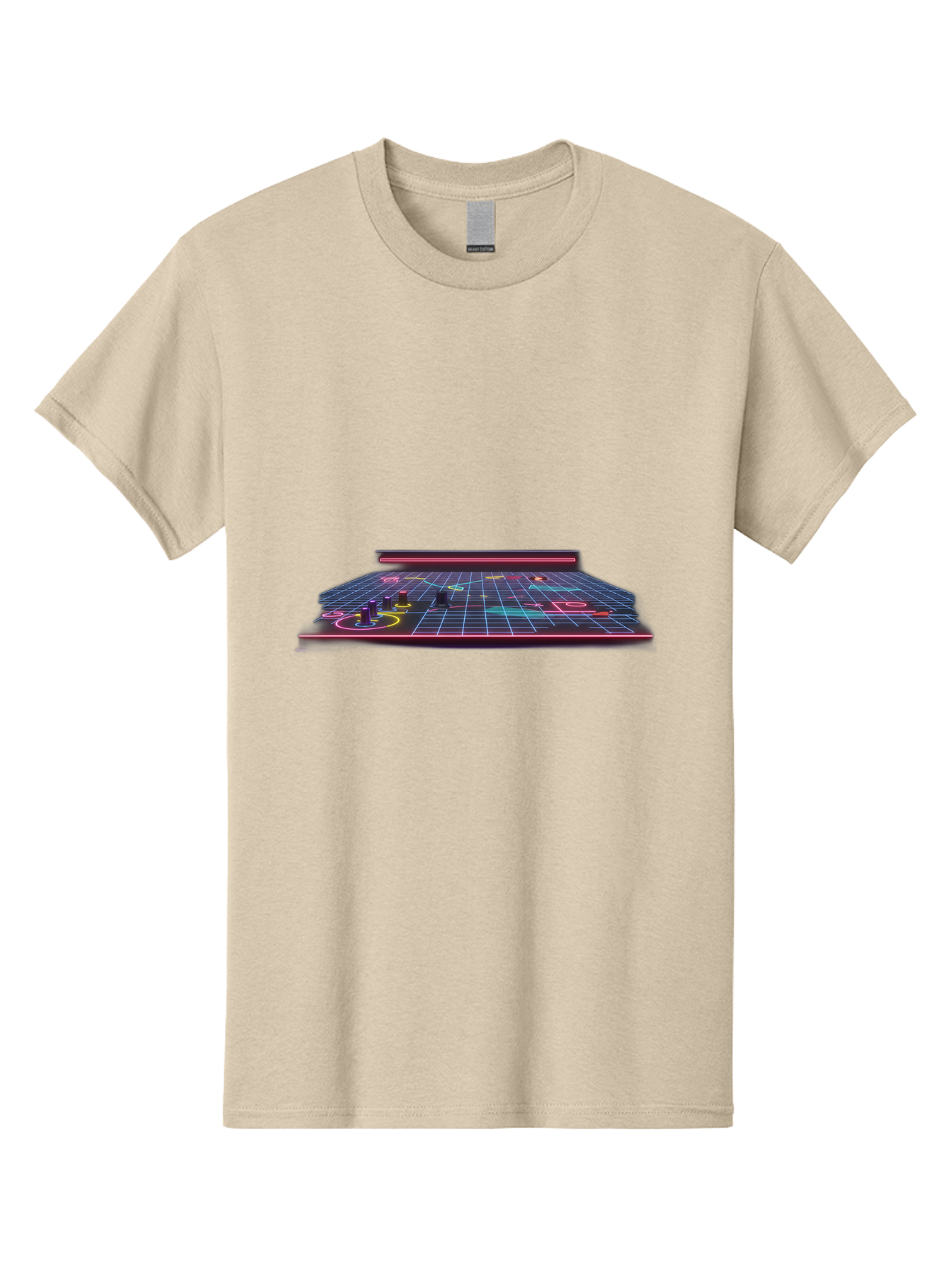 Retro-Synth-Stage Men'S Graphic Tee, 100% Cotton, Comfortable Casual Summer Wear, Machine Washable, Futuristic Stage, Synthwave Aesthetic, Neon Lights, Grid Pattern, Retro Futuristic Design, 80S Vibe, Gaming Stage, Concert Platform, Bab337 17