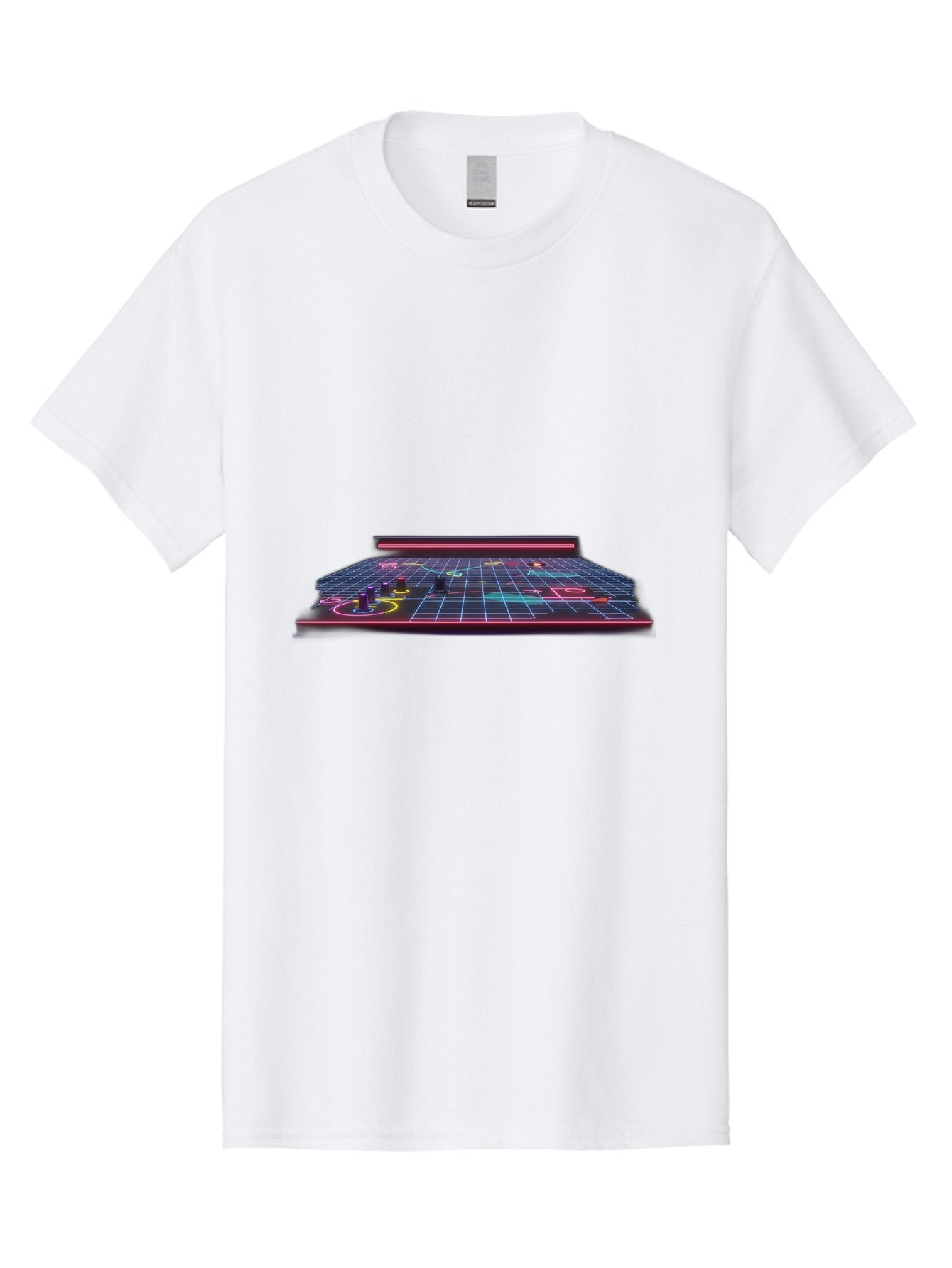 Retro-Synth-Stage Men'S Graphic Tee, 100% Cotton, Comfortable Casual Summer Wear, Machine Washable, Futuristic Stage, Synthwave Aesthetic, Neon Lights, Grid Pattern, Retro Futuristic Design, 80S Vibe, Gaming Stage, Concert Platform, Bab337 8