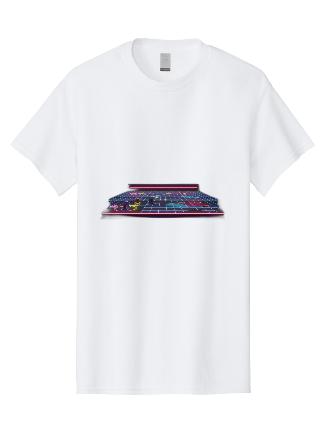 Retro-Synth-Stage Men'S Graphic Tee, 100% Cotton, Comfortable Casual Summer Wear, Machine Washable, Futuristic Stage, Synthwave Aesthetic, Neon Lights, Grid Pattern, Retro Futuristic Design, 80S Vibe, Gaming Stage, Concert Platform, Bab337 11