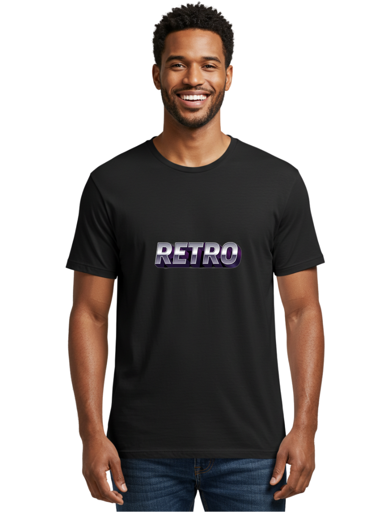Retro Men'S Graphic Tee, 100% Cotton, Comfortable Casual Summer Wear, Machine Washable, Retro Style, Vintage Aesthetic, Metallic Text, Nostalgic Feel, Classic Design, Bold Typography, Chrome Effect, Retro Vibes Bab338 20