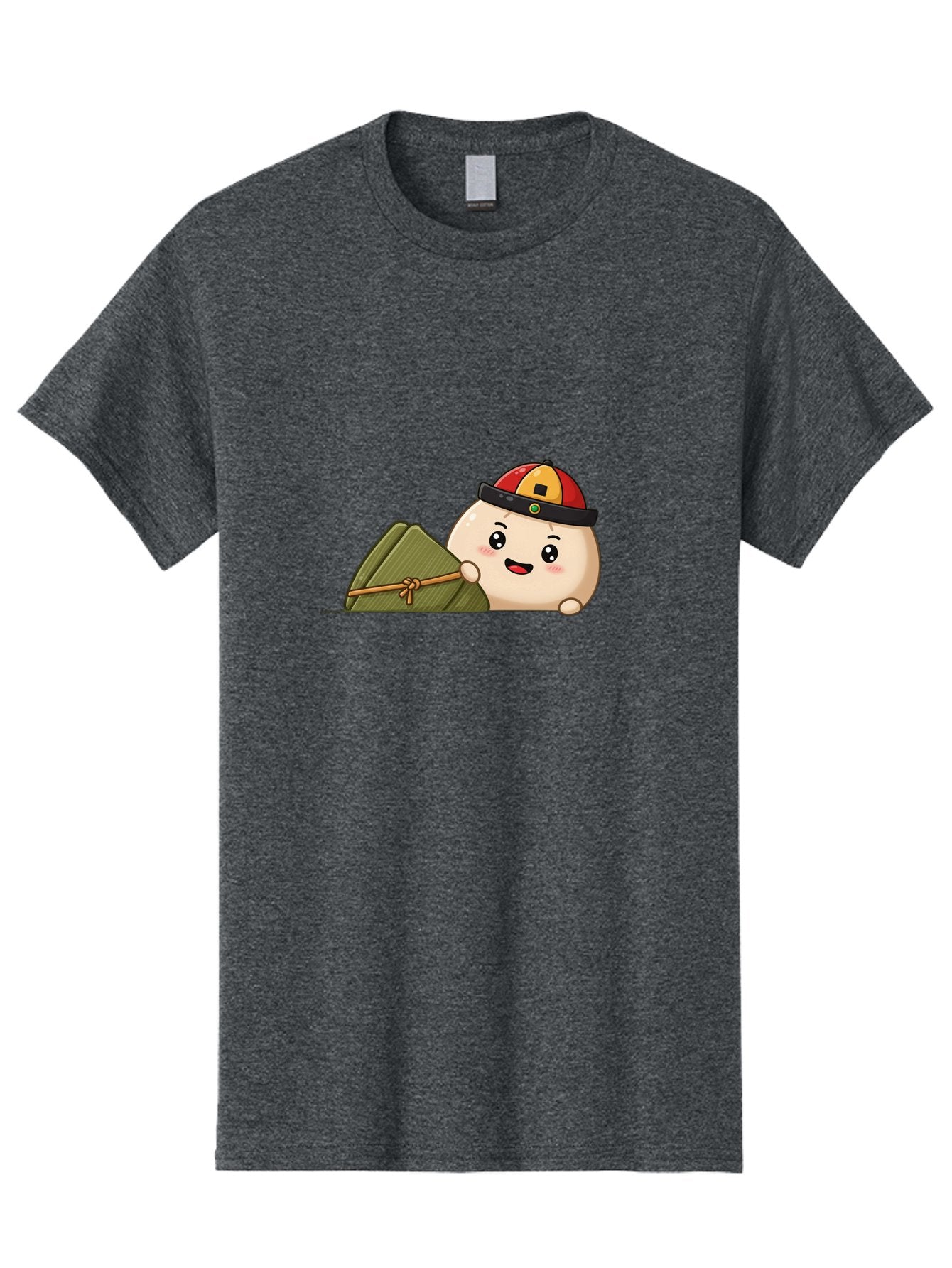 Rice-Dumpling Men'S Graphic Tee, 100% Cotton, Comfortable Casual Summer Wear, Machine Washable, Cartoon Dumpling Character, Red And Yellow Cap, Zongzi, Traditional Chinese Food, Dragon Boat Festival, Cute, Adorable, Kawaii, Character Design, Bab339 5