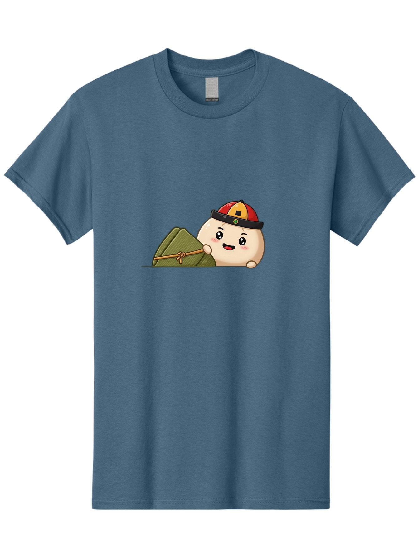 Rice-Dumpling Men'S Graphic Tee, 100% Cotton, Comfortable Casual Summer Wear, Machine Washable, Cartoon Dumpling Character, Red And Yellow Cap, Zongzi, Traditional Chinese Food, Dragon Boat Festival, Cute, Adorable, Kawaii, Character Design, Bab339 8