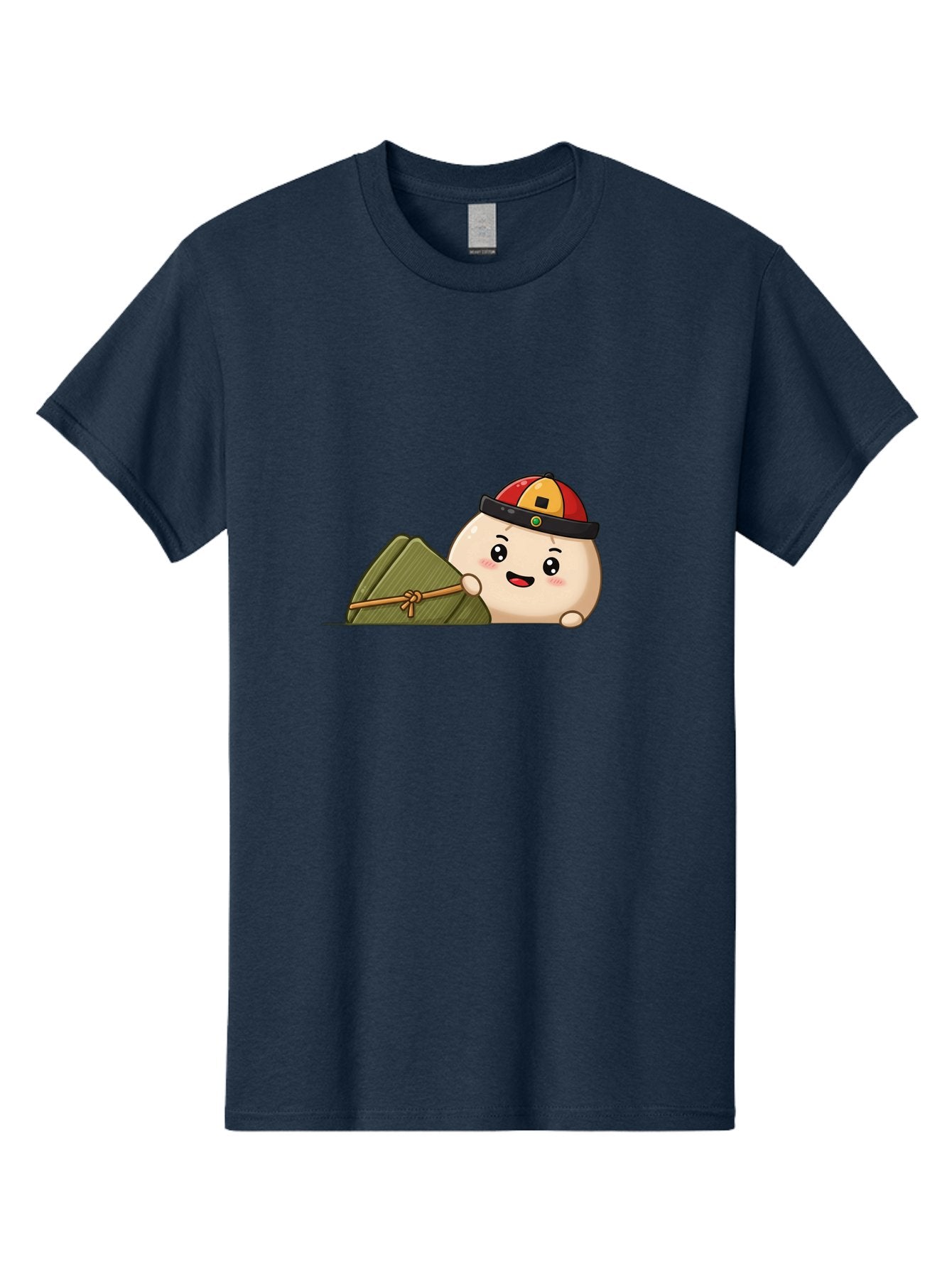 Rice-Dumpling Men'S Graphic Tee, 100% Cotton, Comfortable Casual Summer Wear, Machine Washable, Cartoon Dumpling Character, Red And Yellow Cap, Zongzi, Traditional Chinese Food, Dragon Boat Festival, Cute, Adorable, Kawaii, Character Design, Bab339 10