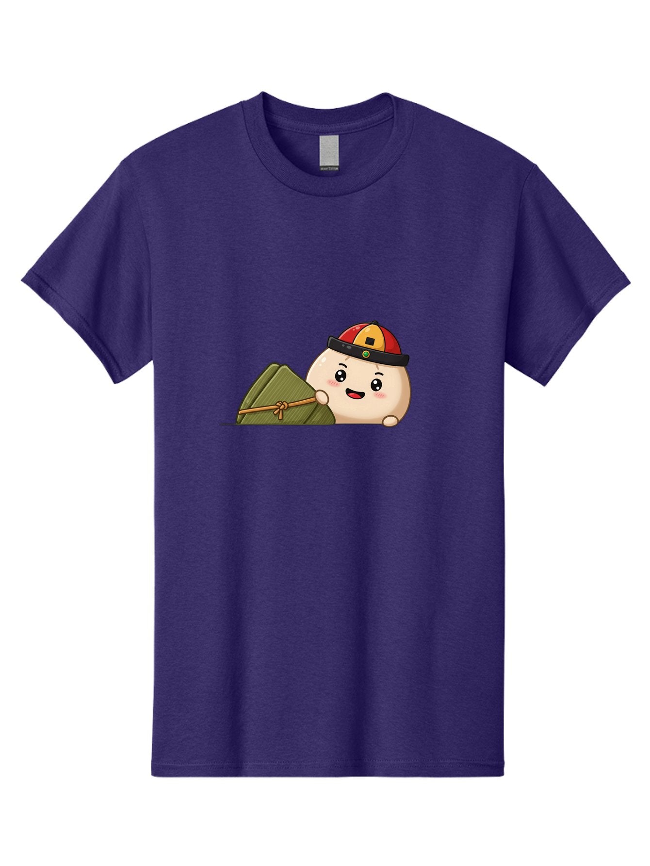 Rice-Dumpling Men'S Graphic Tee, 100% Cotton, Comfortable Casual Summer Wear, Machine Washable, Cartoon Dumpling Character, Red And Yellow Cap, Zongzi, Traditional Chinese Food, Dragon Boat Festival, Cute, Adorable, Kawaii, Character Design, Bab339 12