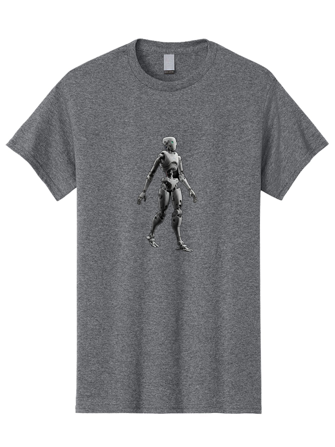 Robot-1 Men'S Graphic Tee, 100% Cotton, Comfortable Casual Summer Wear, Machine Washable, Humanoid Robot, Futuristic Technology, Artificial Intelligence, Robotic Limbs, Metallic Body, Sci-Fi Character, 3D Rendering, Robotic Design, Bab341