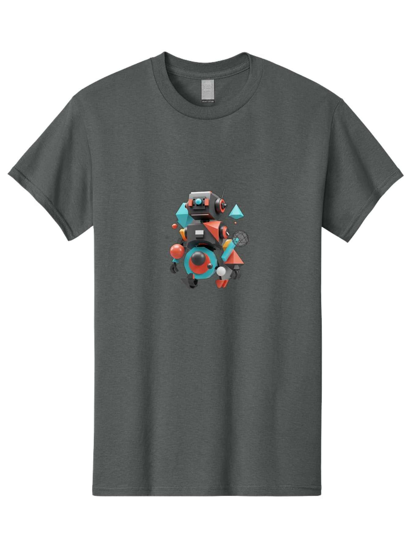 Robot-3 Men'S Graphic Tee, 100% Cotton, Comfortable Casual Summer Wear, Machine Washable, 3D Robot, Geometric Shapes, Vibrant Colors, Futuristic Design, Artificial Intelligence, Robotic Technology, Modern Art, Digital Illustration, Bab343 9