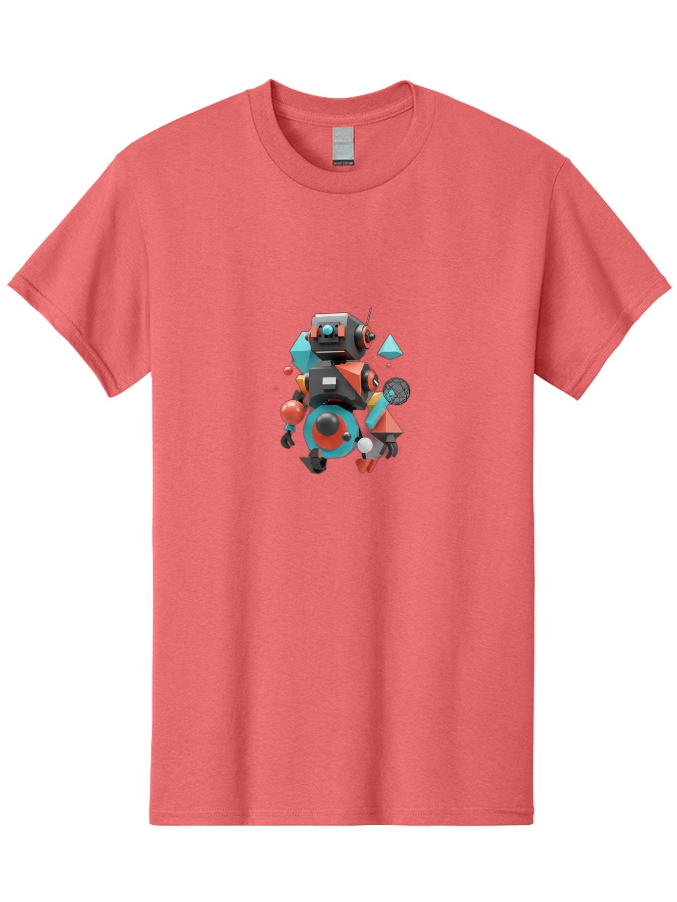 Robot-3 Men'S Graphic Tee, 100% Cotton, Comfortable Casual Summer Wear, Machine Washable, 3D Robot, Geometric Shapes, Vibrant Colors, Futuristic Design, Artificial Intelligence, Robotic Technology, Modern Art, Digital Illustration, Bab343 6
