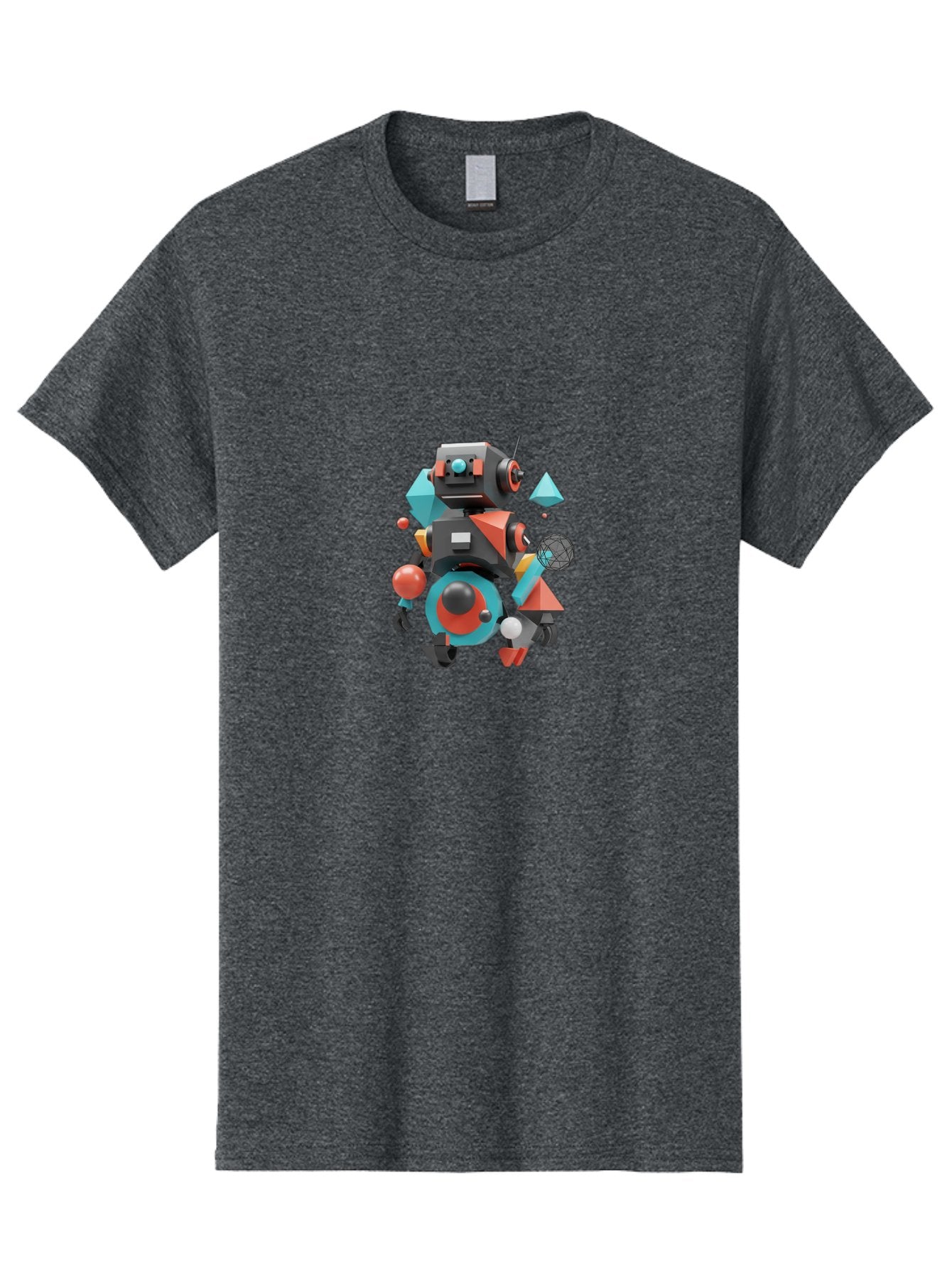 Robot-3 Men'S Graphic Tee, 100% Cotton, Comfortable Casual Summer Wear, Machine Washable, 3D Robot, Geometric Shapes, Vibrant Colors, Futuristic Design, Artificial Intelligence, Robotic Technology, Modern Art, Digital Illustration, Bab343 14