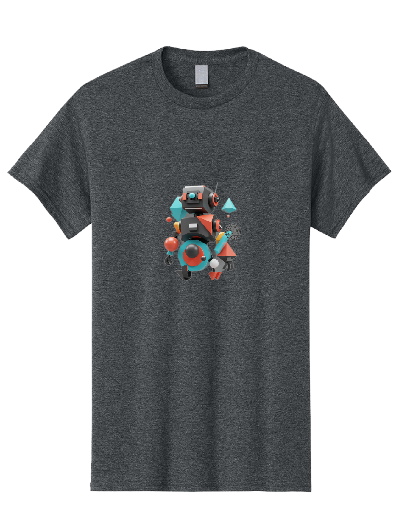 Robot-3 Men'S Graphic Tee, 100% Cotton, Comfortable Casual Summer Wear, Machine Washable, 3D Robot, Geometric Shapes, Vibrant Colors, Futuristic Design, Artificial Intelligence, Robotic Technology, Modern Art, Digital Illustration, Bab343 3