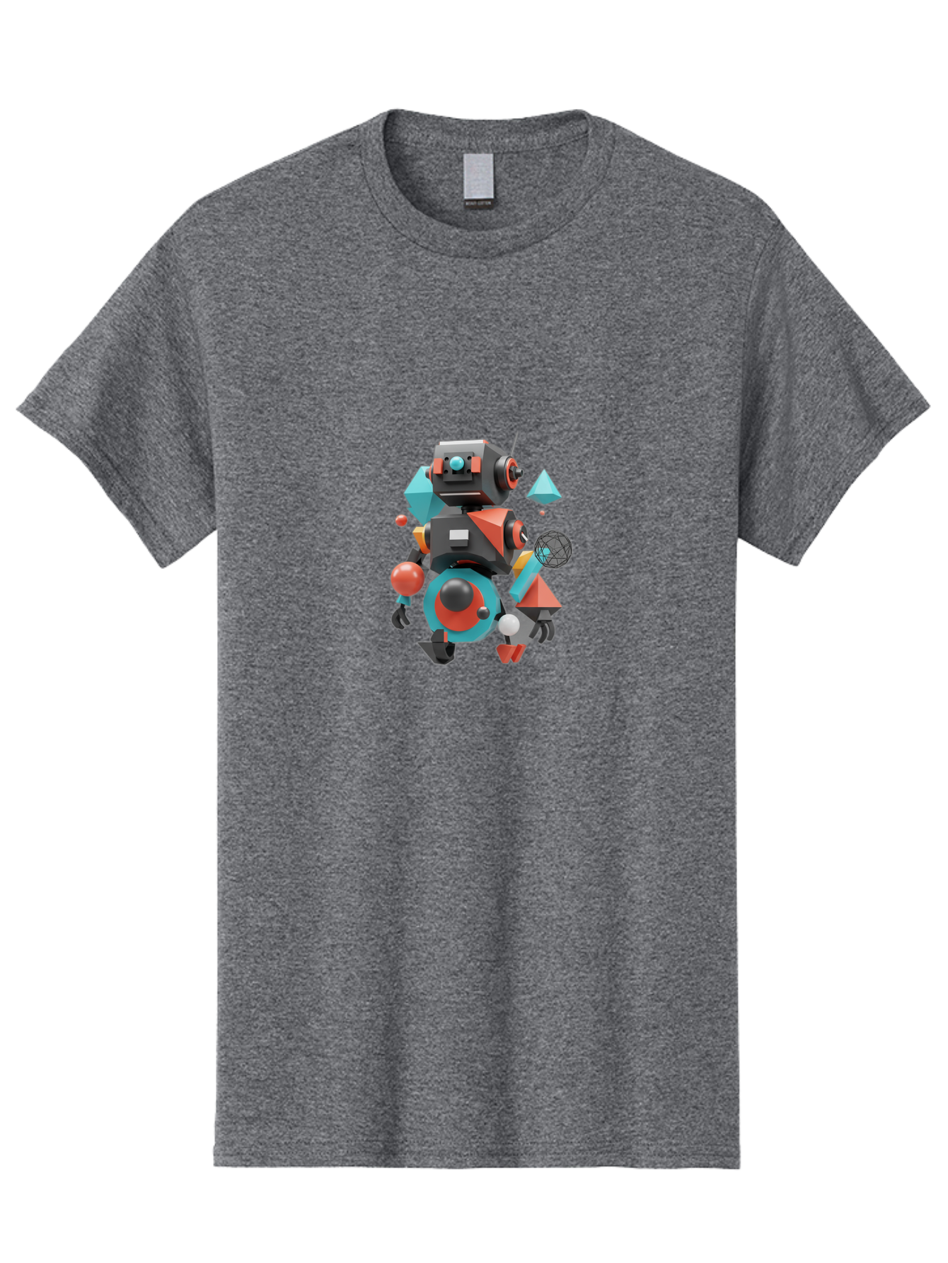Robot-3 Men'S Graphic Tee, 100% Cotton, Comfortable Casual Summer Wear, Machine Washable, 3D Robot, Geometric Shapes, Vibrant Colors, Futuristic Design, Artificial Intelligence, Robotic Technology, Modern Art, Digital Illustration, Bab343 29