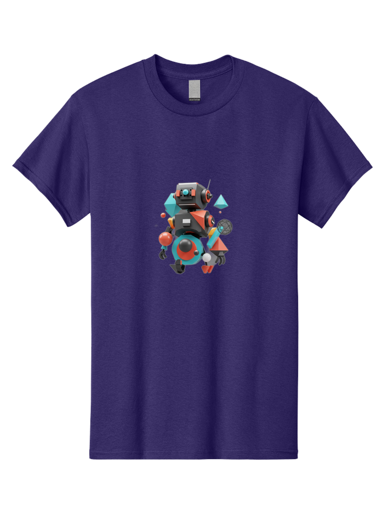 Robot-3 Men'S Graphic Tee, 100% Cotton, Comfortable Casual Summer Wear, Machine Washable, 3D Robot, Geometric Shapes, Vibrant Colors, Futuristic Design, Artificial Intelligence, Robotic Technology, Modern Art, Digital Illustration, Bab343