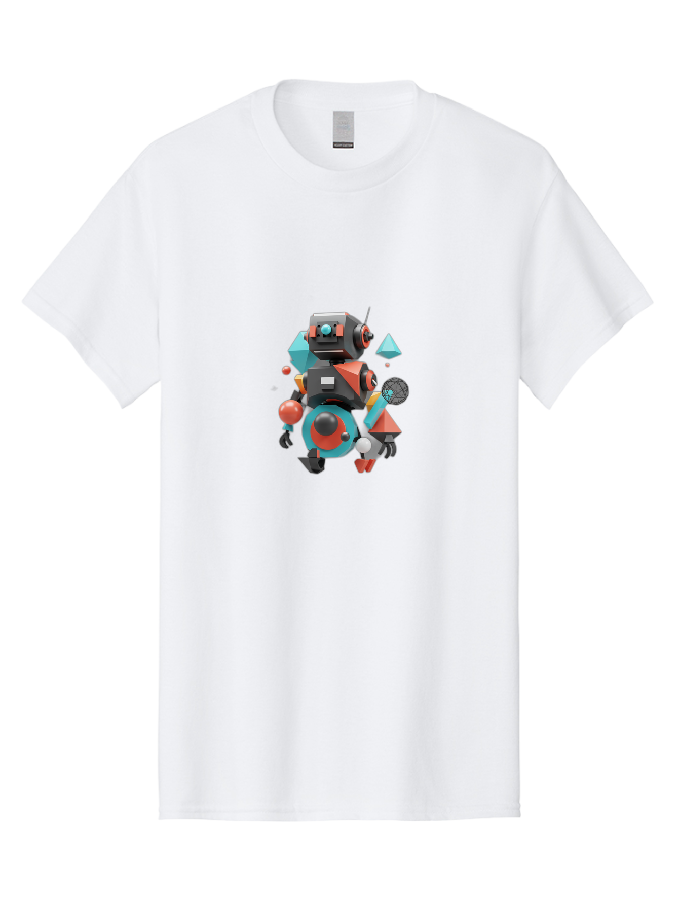 Robot-3 Men'S Graphic Tee, 100% Cotton, Comfortable Casual Summer Wear, Machine Washable, 3D Robot, Geometric Shapes, Vibrant Colors, Futuristic Design, Artificial Intelligence, Robotic Technology, Modern Art, Digital Illustration, Bab343 21
