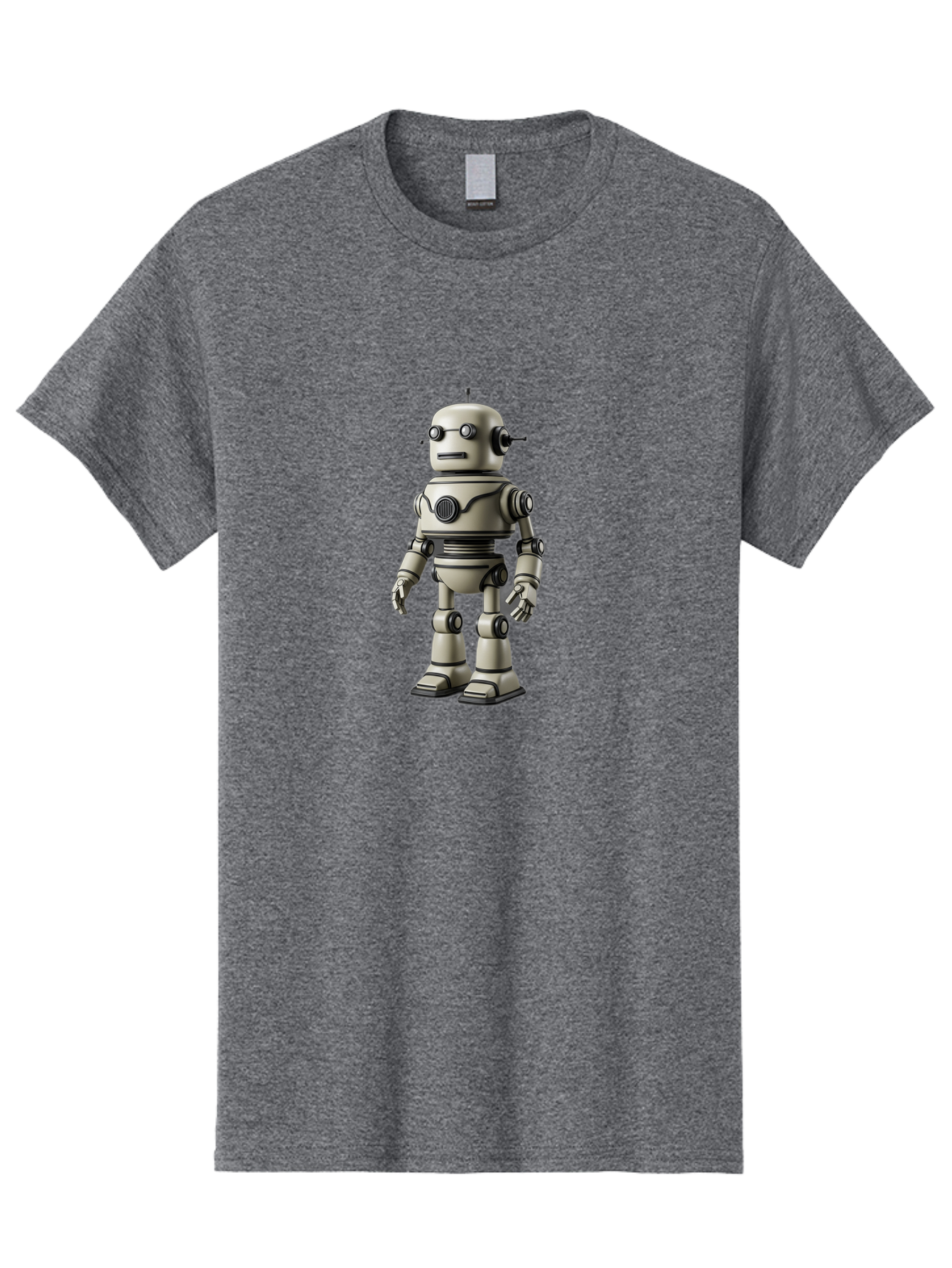 Robot-5 Men'S Graphic Tee, 100% Cotton, Comfortable Casual Summer Wear, Machine Washable, Robot Character, Artificial Intelligence, Mechanical Being, Metallic Body, Futuristic Design, Robotic Features, Cartoonish Style, Digital Illustration, Bab345 15