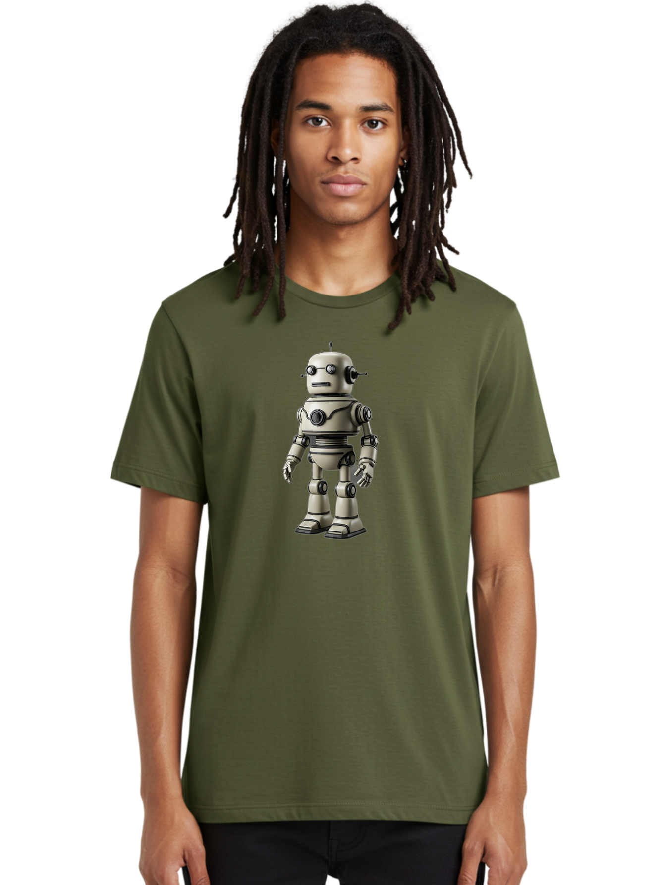 Robot-5 Men'S Graphic Tee, 100% Cotton, Comfortable Casual Summer Wear, Machine Washable, Robot Character, Artificial Intelligence, Mechanical Being, Metallic Body, Futuristic Design, Robotic Features, Cartoonish Style, Digital Illustration, Bab345 8