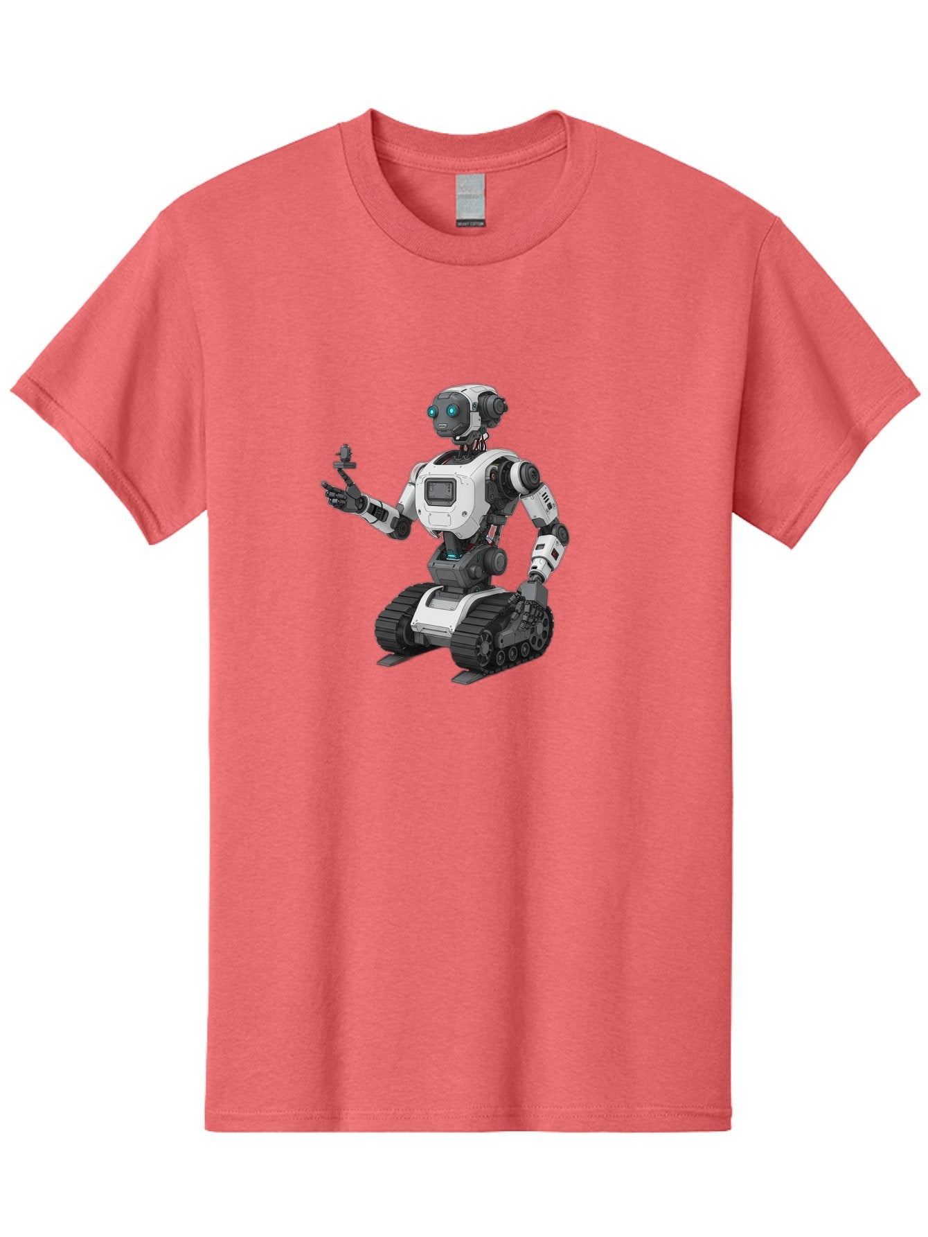 Robot-6 Men'S Graphic Tee, 100% Cotton, Comfortable Casual Summer Wear, Machine Washable, Robot With Tank Tracks, Artificial Intelligence, Futuristic Design, Robotic Technology, Cybernetic Robot, Machine Learning, Robotic Innovation Bab346