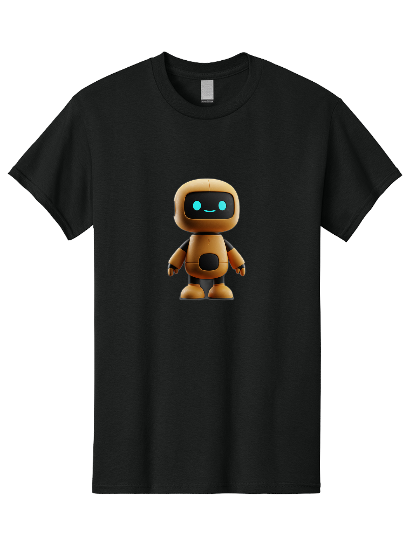 Robot-7 Men'S Graphic Tee, 100% Cotton, Comfortable Casual Summer Wear, Machine Washable, Cartoon Robot, Friendly Face, Smiling Robot, Blue Eyes, Black Screen, Beige Body, Cute Design, Toy Robot, Modern Tech, Futuristic Character, Bab347 25