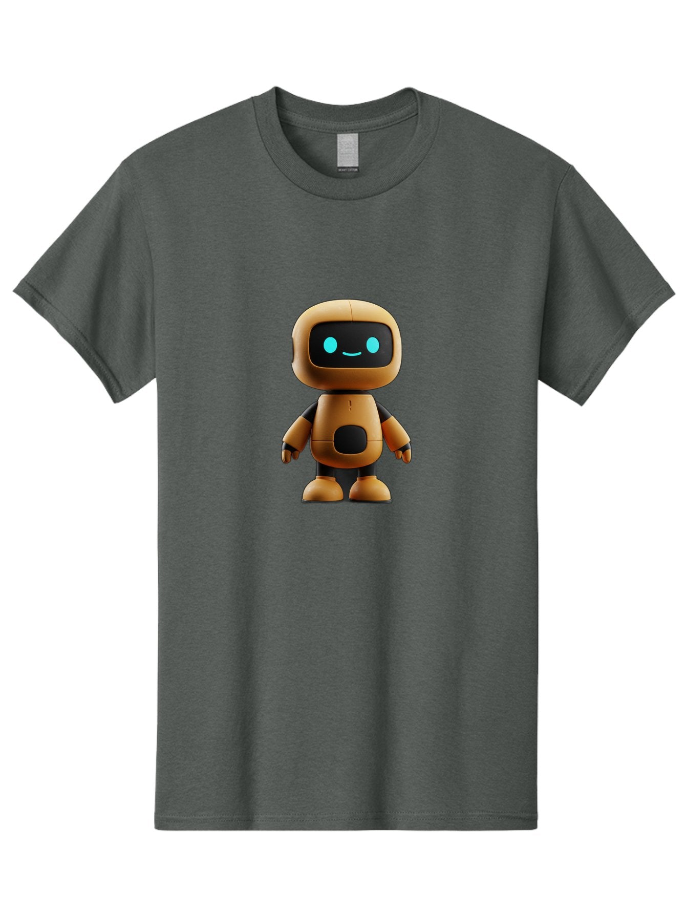 Robot-7 Men'S Graphic Tee, 100% Cotton, Comfortable Casual Summer Wear, Machine Washable, Cartoon Robot, Friendly Face, Smiling Robot, Blue Eyes, Black Screen, Beige Body, Cute Design, Toy Robot, Modern Tech, Futuristic Character, Bab347 10