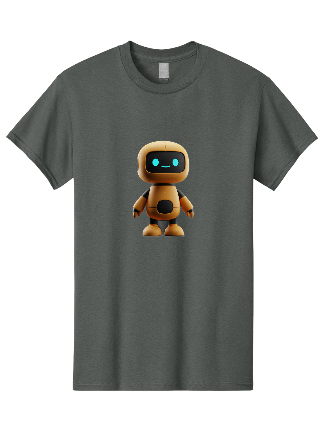 Robot-7 Men'S Graphic Tee, 100% Cotton, Comfortable Casual Summer Wear, Machine Washable, Cartoon Robot, Friendly Face, Smiling Robot, Blue Eyes, Black Screen, Beige Body, Cute Design, Toy Robot, Modern Tech, Futuristic Character, Bab347 13