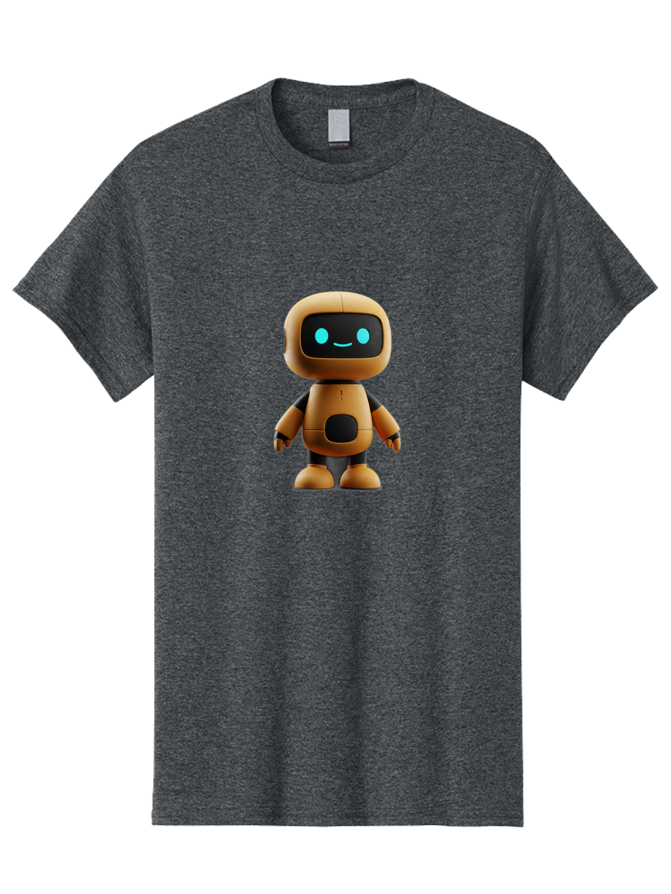 Robot-7 Men'S Graphic Tee, 100% Cotton, Comfortable Casual Summer Wear, Machine Washable, Cartoon Robot, Friendly Face, Smiling Robot, Blue Eyes, Black Screen, Beige Body, Cute Design, Toy Robot, Modern Tech, Futuristic Character, Bab347 23