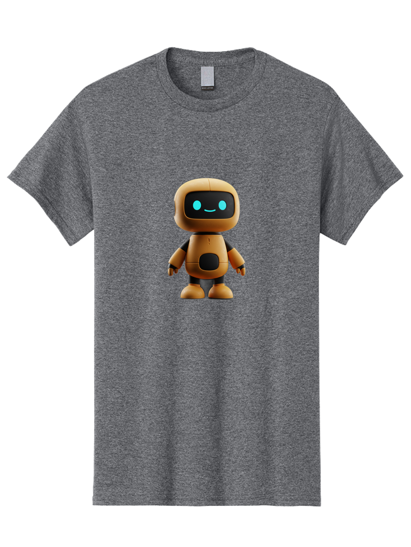 Robot-7 Men'S Graphic Tee, 100% Cotton, Comfortable Casual Summer Wear, Machine Washable, Cartoon Robot, Friendly Face, Smiling Robot, Blue Eyes, Black Screen, Beige Body, Cute Design, Toy Robot, Modern Tech, Futuristic Character, Bab347