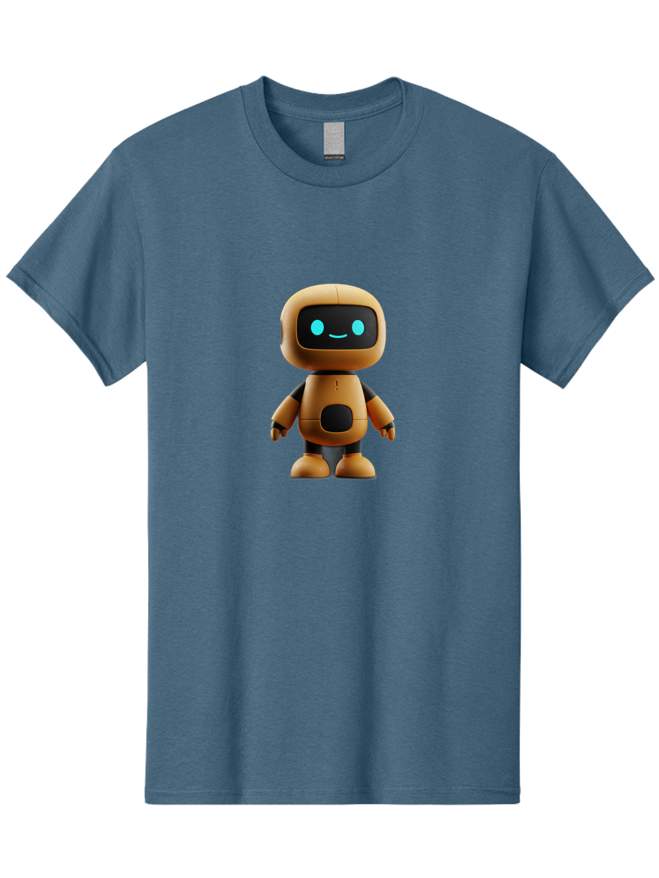 Robot-7 Men'S Graphic Tee, 100% Cotton, Comfortable Casual Summer Wear, Machine Washable, Cartoon Robot, Friendly Face, Smiling Robot, Blue Eyes, Black Screen, Beige Body, Cute Design, Toy Robot, Modern Tech, Futuristic Character, Bab347 7