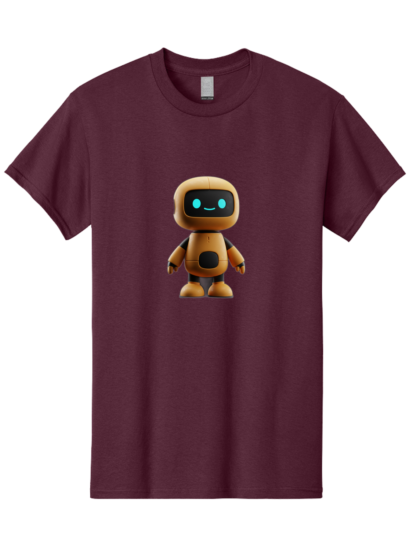 Robot-7 Men'S Graphic Tee, 100% Cotton, Comfortable Casual Summer Wear, Machine Washable, Cartoon Robot, Friendly Face, Smiling Robot, Blue Eyes, Black Screen, Beige Body, Cute Design, Toy Robot, Modern Tech, Futuristic Character, Bab347 27