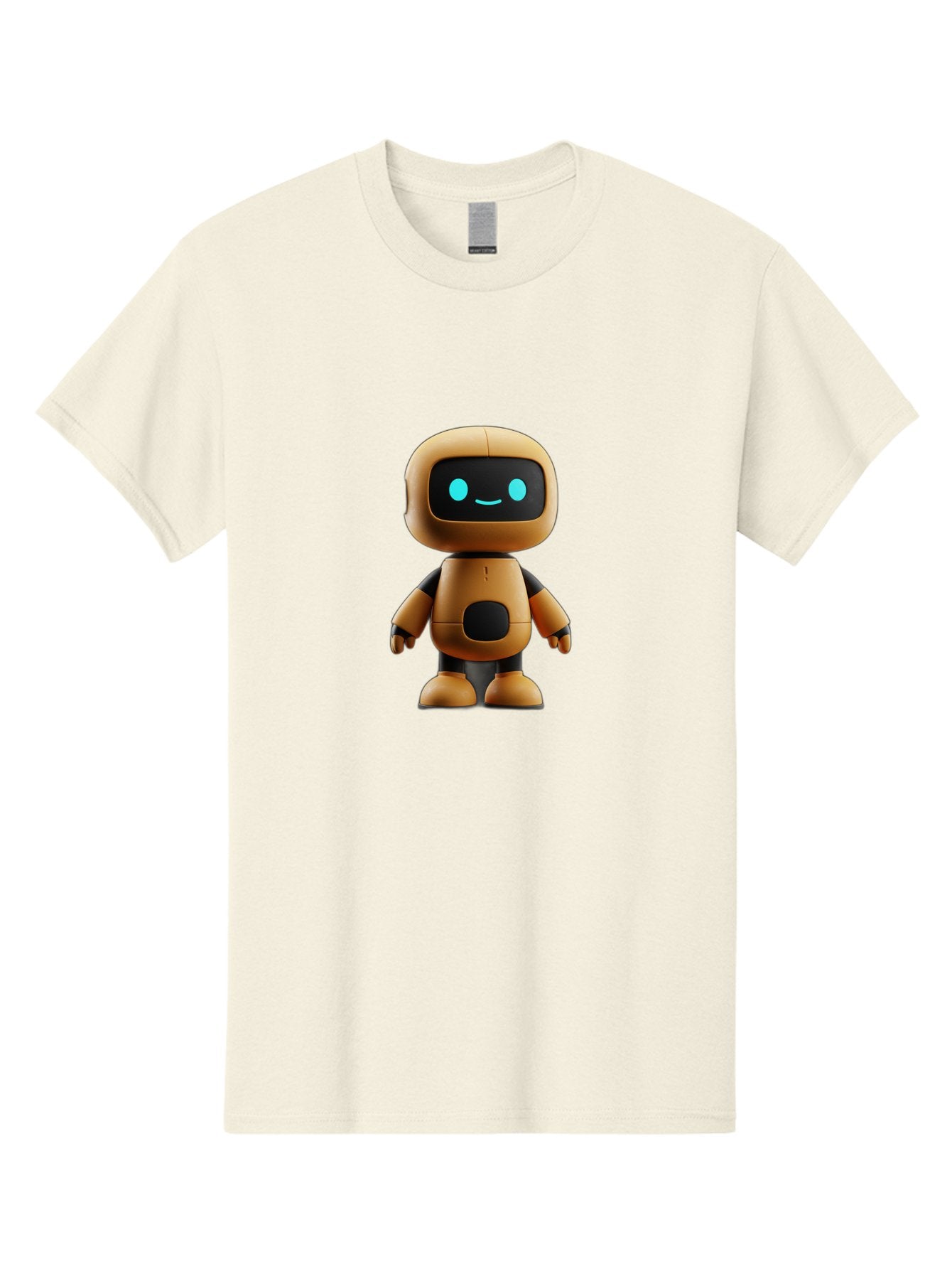 Robot-7 Men'S Graphic Tee, 100% Cotton, Comfortable Casual Summer Wear, Machine Washable, Cartoon Robot, Friendly Face, Smiling Robot, Blue Eyes, Black Screen, Beige Body, Cute Design, Toy Robot, Modern Tech, Futuristic Character, Bab347 4