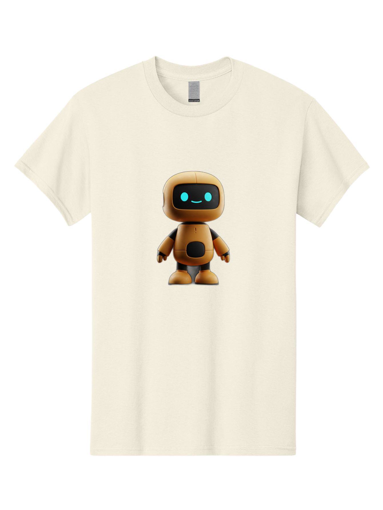 Robot-7 Men'S Graphic Tee, 100% Cotton, Comfortable Casual Summer Wear, Machine Washable, Cartoon Robot, Friendly Face, Smiling Robot, Blue Eyes, Black Screen, Beige Body, Cute Design, Toy Robot, Modern Tech, Futuristic Character, Bab347 5