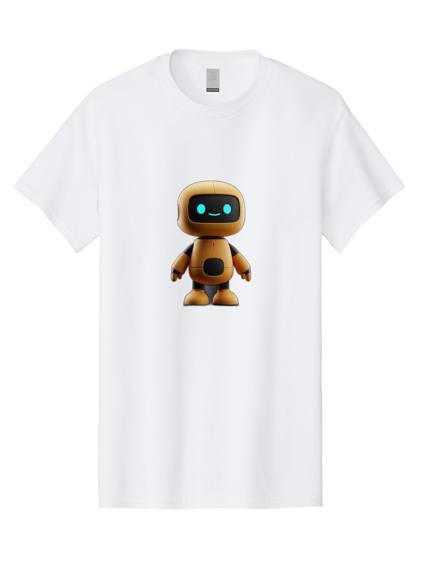 Robot-7 Men'S Graphic Tee, 100% Cotton, Comfortable Casual Summer Wear, Machine Washable, Cartoon Robot, Friendly Face, Smiling Robot, Blue Eyes, Black Screen, Beige Body, Cute Design, Toy Robot, Modern Tech, Futuristic Character, Bab347