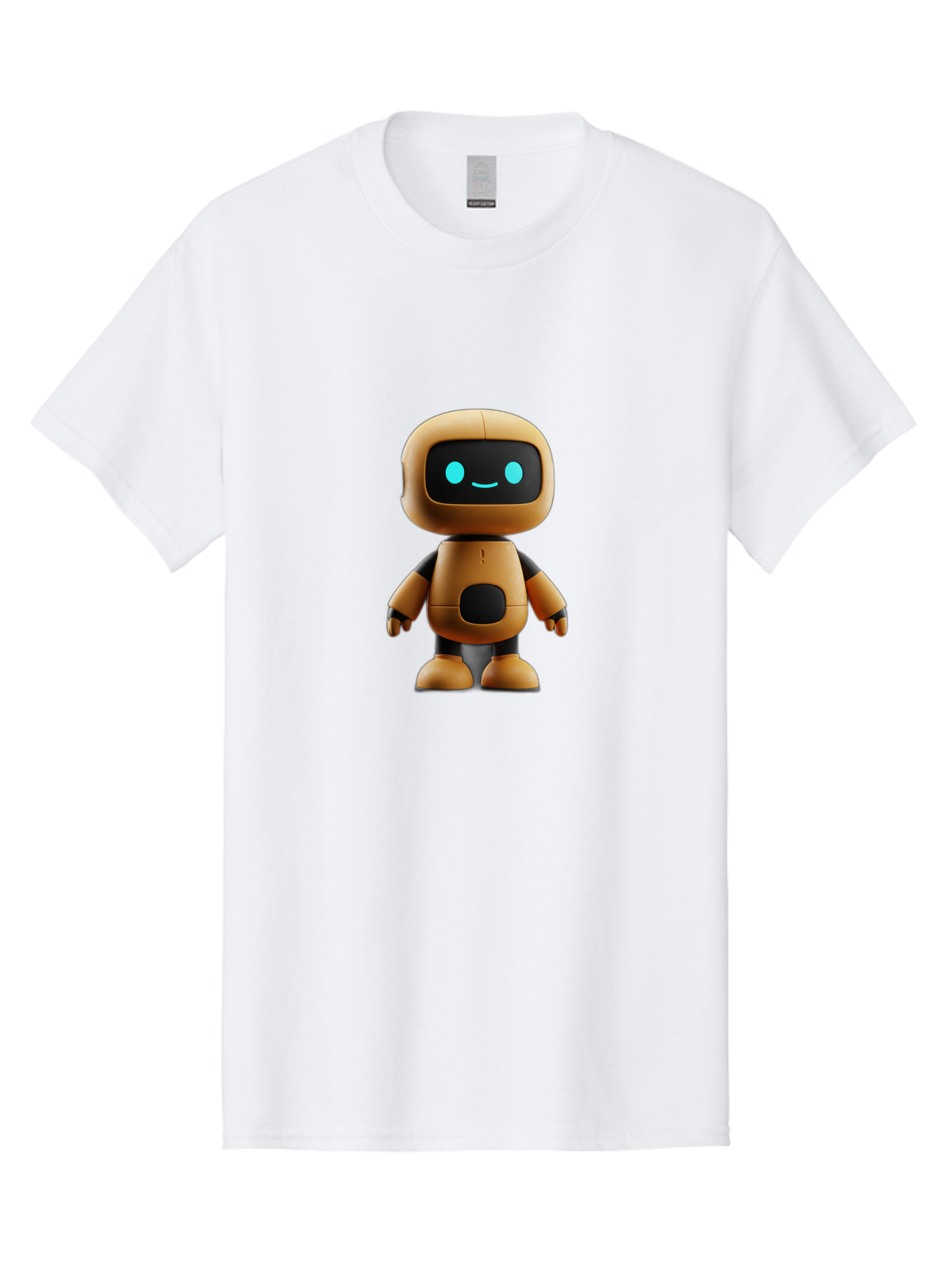 Robot-7 Men'S Graphic Tee, 100% Cotton, Comfortable Casual Summer Wear, Machine Washable, Cartoon Robot, Friendly Face, Smiling Robot, Blue Eyes, Black Screen, Beige Body, Cute Design, Toy Robot, Modern Tech, Futuristic Character, Bab347 3