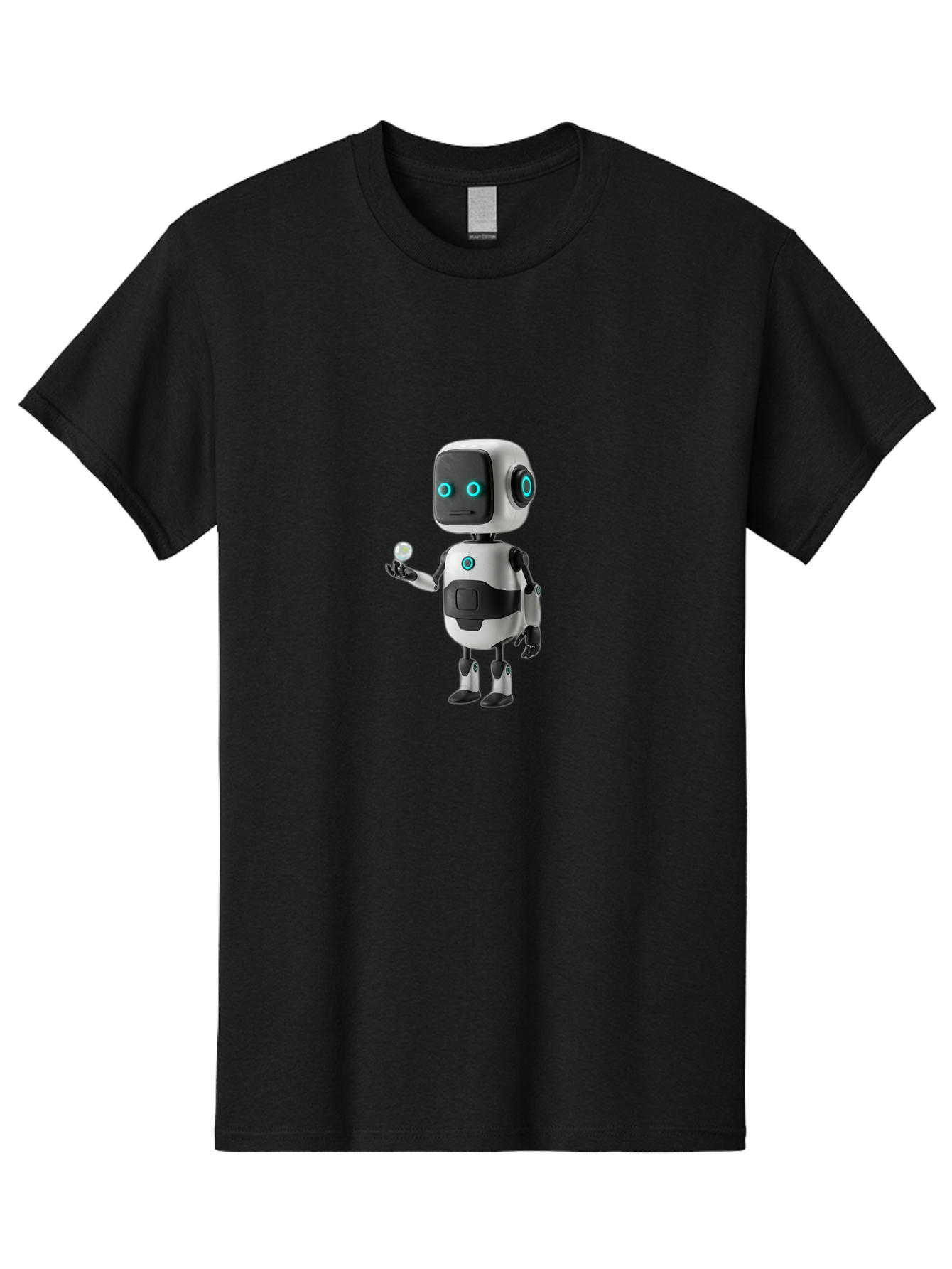 Robot-Character Men'S Graphic Tee, 100% Cotton, Comfortable Casual Summer Wear, Machine Washable, Cartoon Robot, Artificial Intelligence, Futuristic Technology, Robotic Design, Blue Glowing Eyes, Mechanical Body, 3D Rendering, Bab348 17