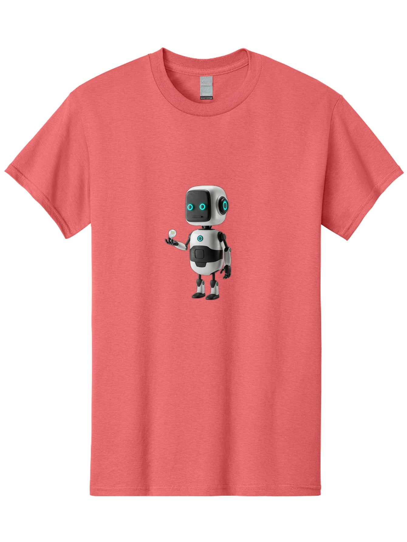 Robot-Character Men'S Graphic Tee, 100% Cotton, Comfortable Casual Summer Wear, Machine Washable, Cartoon Robot, Artificial Intelligence, Futuristic Technology, Robotic Design, Blue Glowing Eyes, Mechanical Body, 3D Rendering, Bab348 7