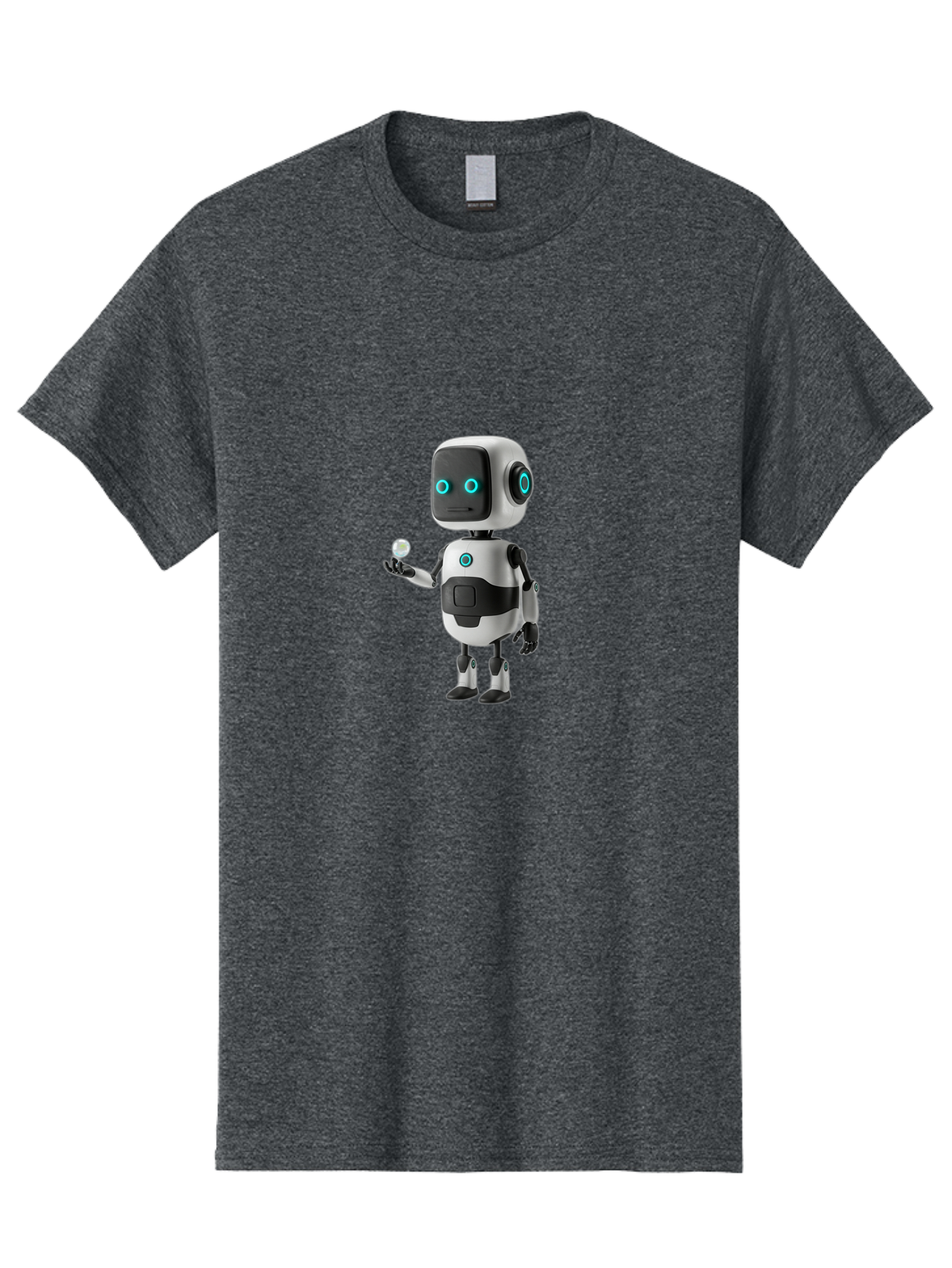Robot-Character Men'S Graphic Tee, 100% Cotton, Comfortable Casual Summer Wear, Machine Washable, Cartoon Robot, Artificial Intelligence, Futuristic Technology, Robotic Design, Blue Glowing Eyes, Mechanical Body, 3D Rendering, Bab348 5