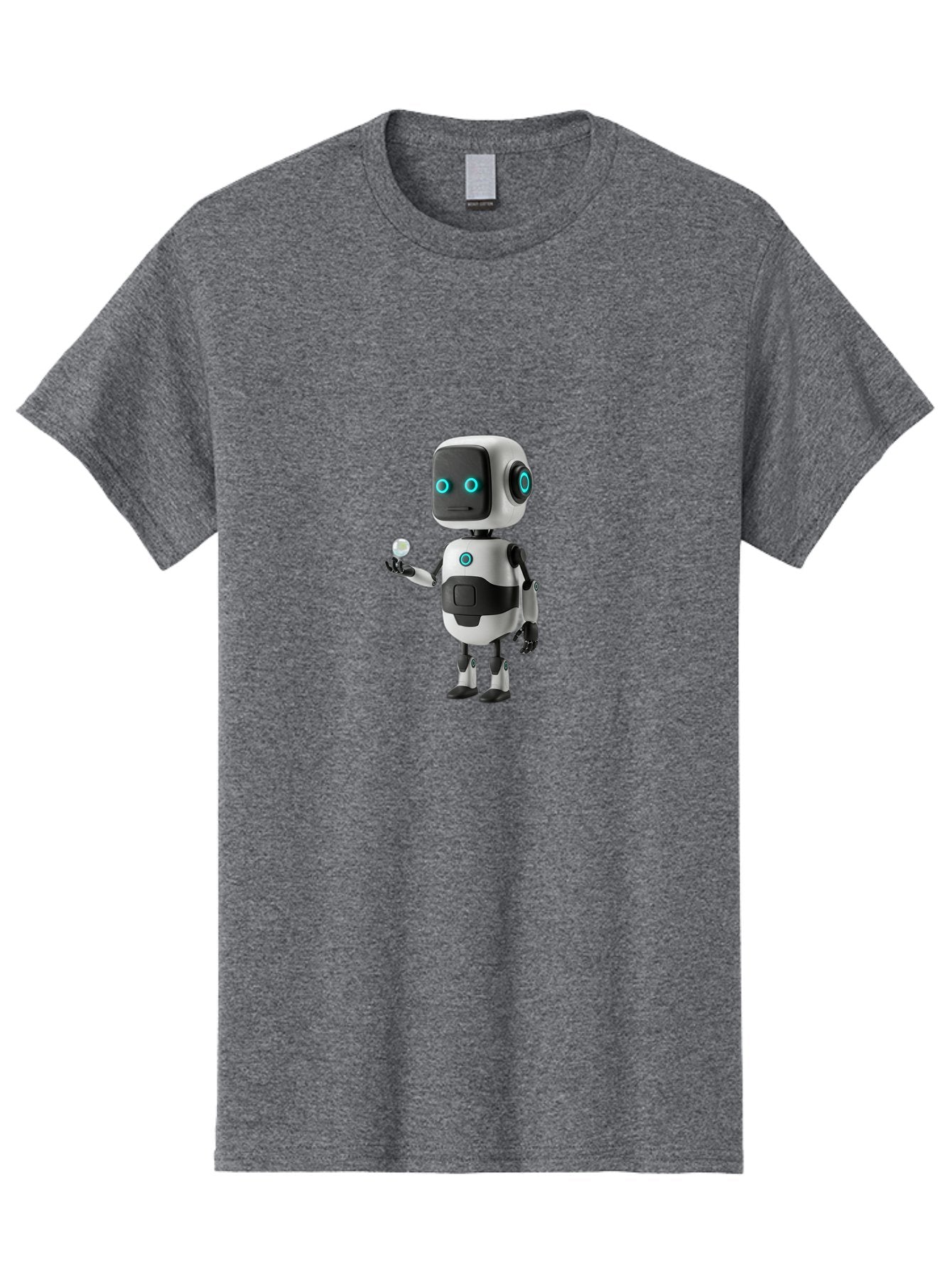 Robot-Character Men'S Graphic Tee, 100% Cotton, Comfortable Casual Summer Wear, Machine Washable, Cartoon Robot, Artificial Intelligence, Futuristic Technology, Robotic Design, Blue Glowing Eyes, Mechanical Body, 3D Rendering, Bab348 6