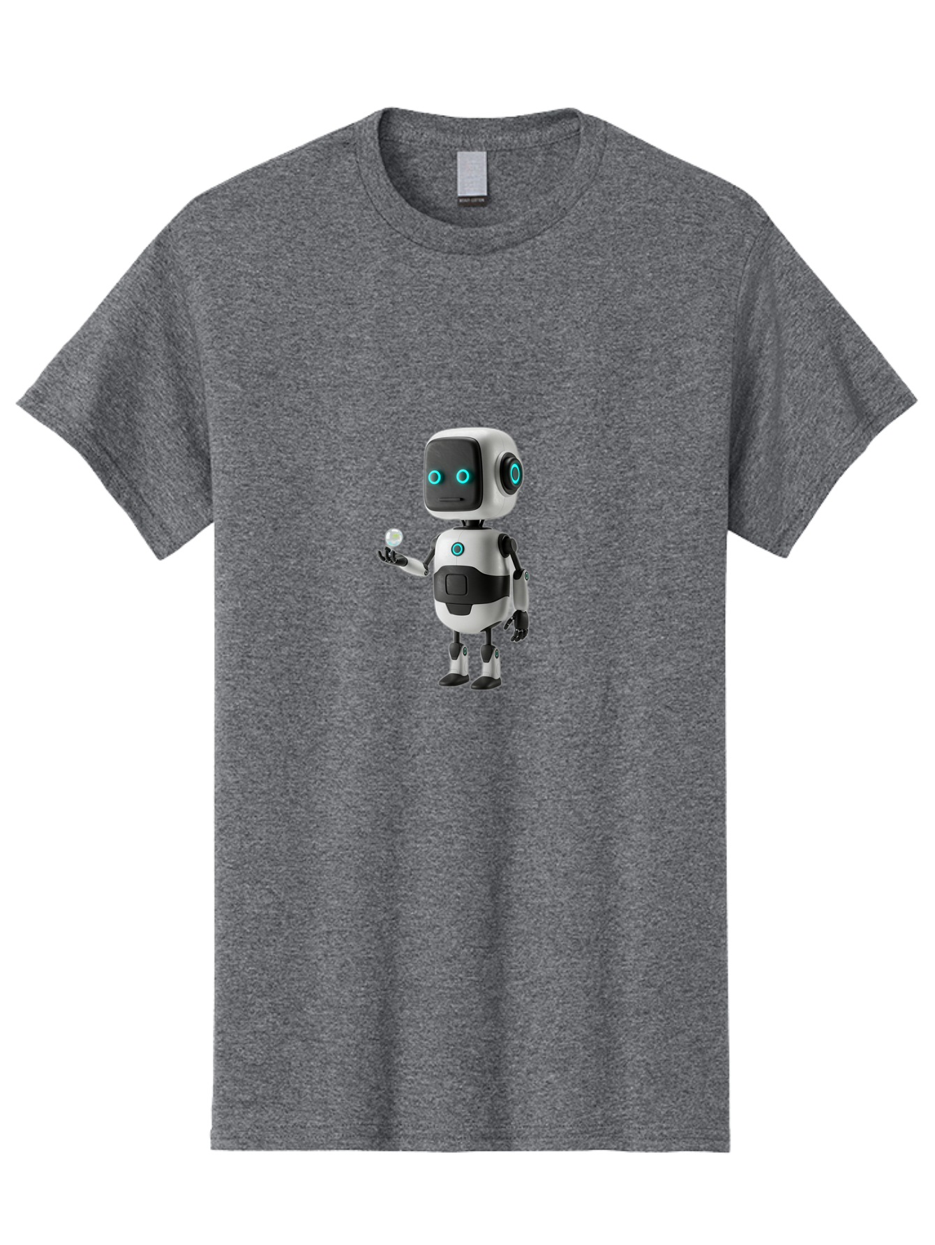 Robot-Character Men'S Graphic Tee, 100% Cotton, Comfortable Casual Summer Wear, Machine Washable, Cartoon Robot, Artificial Intelligence, Futuristic Technology, Robotic Design, Blue Glowing Eyes, Mechanical Body, 3D Rendering, Bab348 13