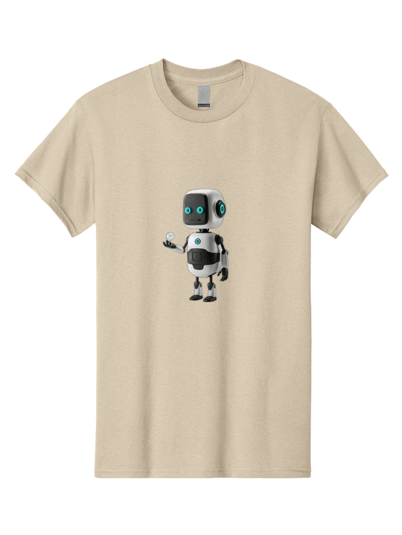 Robot-Character Men'S Graphic Tee, 100% Cotton, Comfortable Casual Summer Wear, Machine Washable, Cartoon Robot, Artificial Intelligence, Futuristic Technology, Robotic Design, Blue Glowing Eyes, Mechanical Body, 3D Rendering, Bab348 11