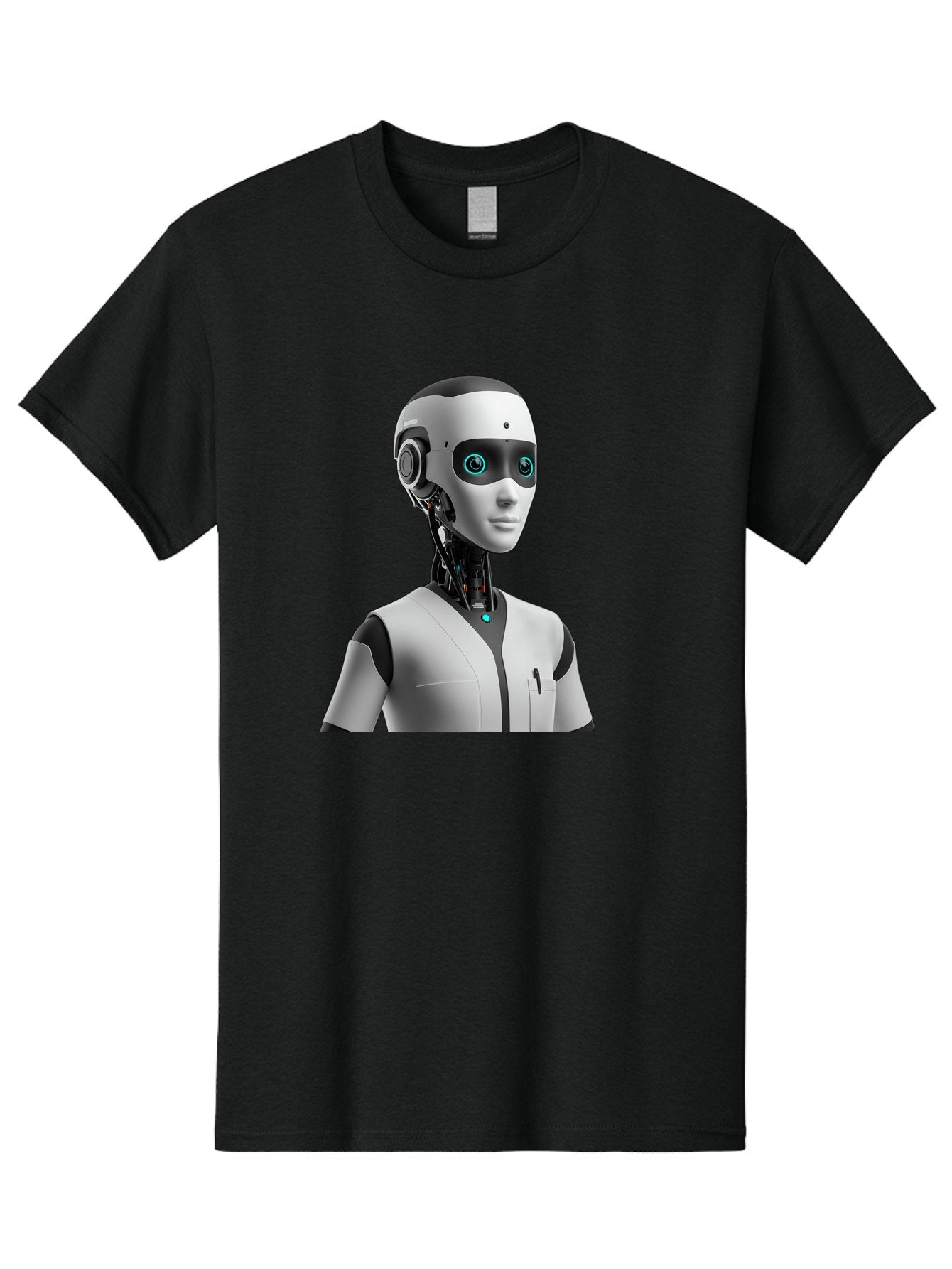 Robot-Head-1 Men'S Graphic Tee, 100% Cotton, Comfortable Casual Summer Wear, Machine Washable, Humanoid Robot, Futuristic Design, Artificial Intelligence, Robotic Features, Cybernetic Enhancements, Advanced Technology, Futuristic Character, Bab351 9
