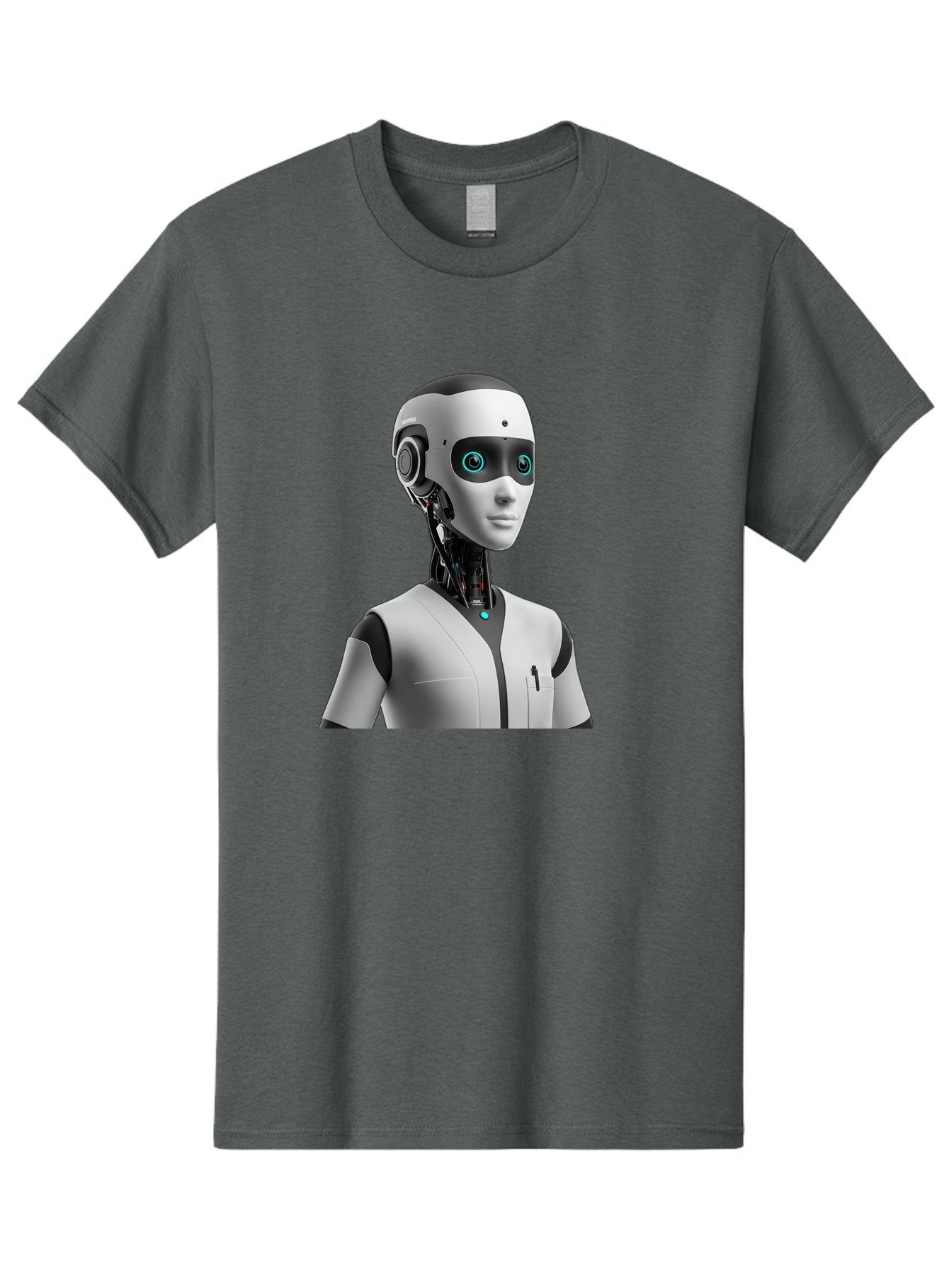 Robot-Head-1 Men'S Graphic Tee, 100% Cotton, Comfortable Casual Summer Wear, Machine Washable, Humanoid Robot, Futuristic Design, Artificial Intelligence, Robotic Features, Cybernetic Enhancements, Advanced Technology, Futuristic Character, Bab351 3