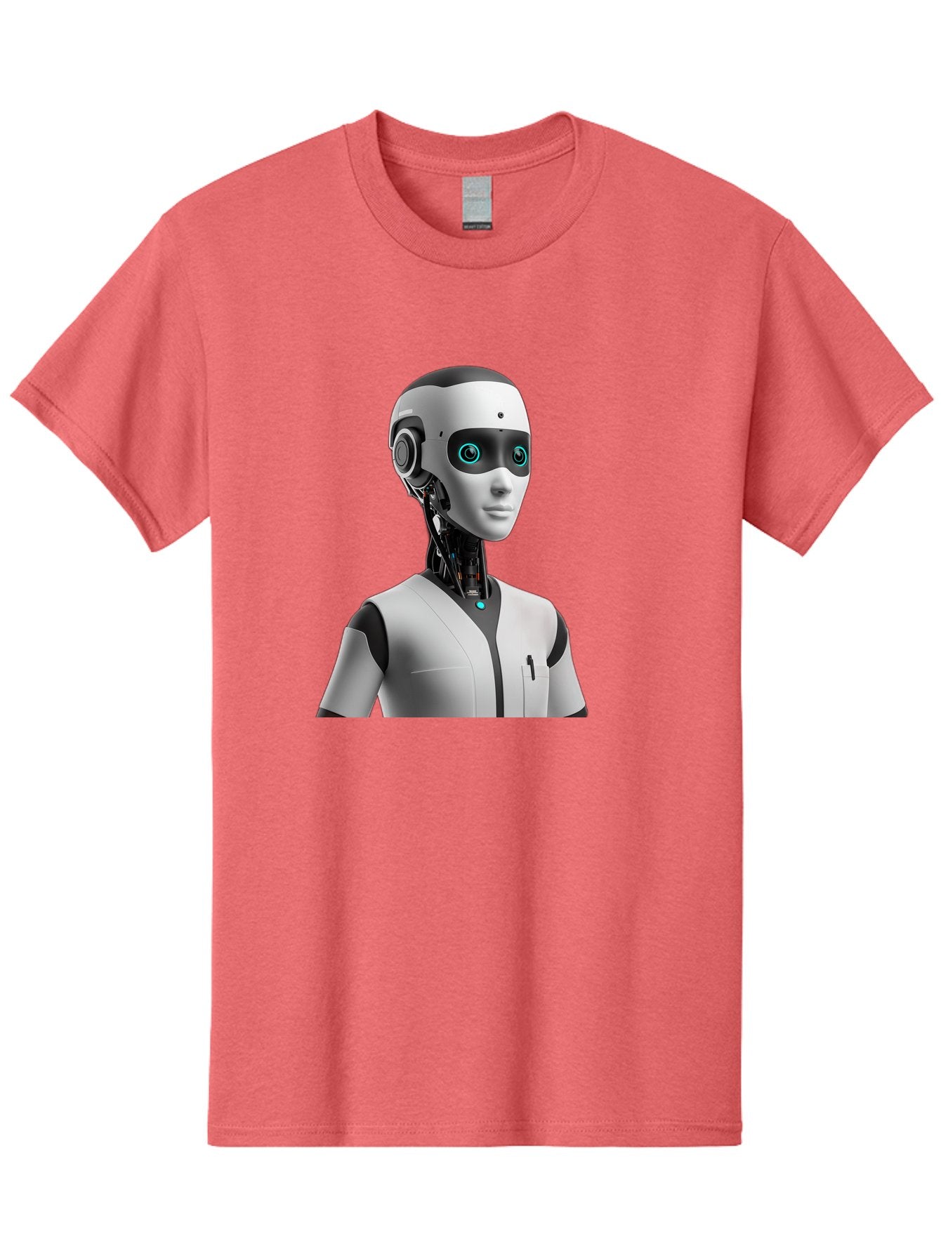 Robot-Head-1 Men'S Graphic Tee, 100% Cotton, Comfortable Casual Summer Wear, Machine Washable, Humanoid Robot, Futuristic Design, Artificial Intelligence, Robotic Features, Cybernetic Enhancements, Advanced Technology, Futuristic Character, Bab351 8