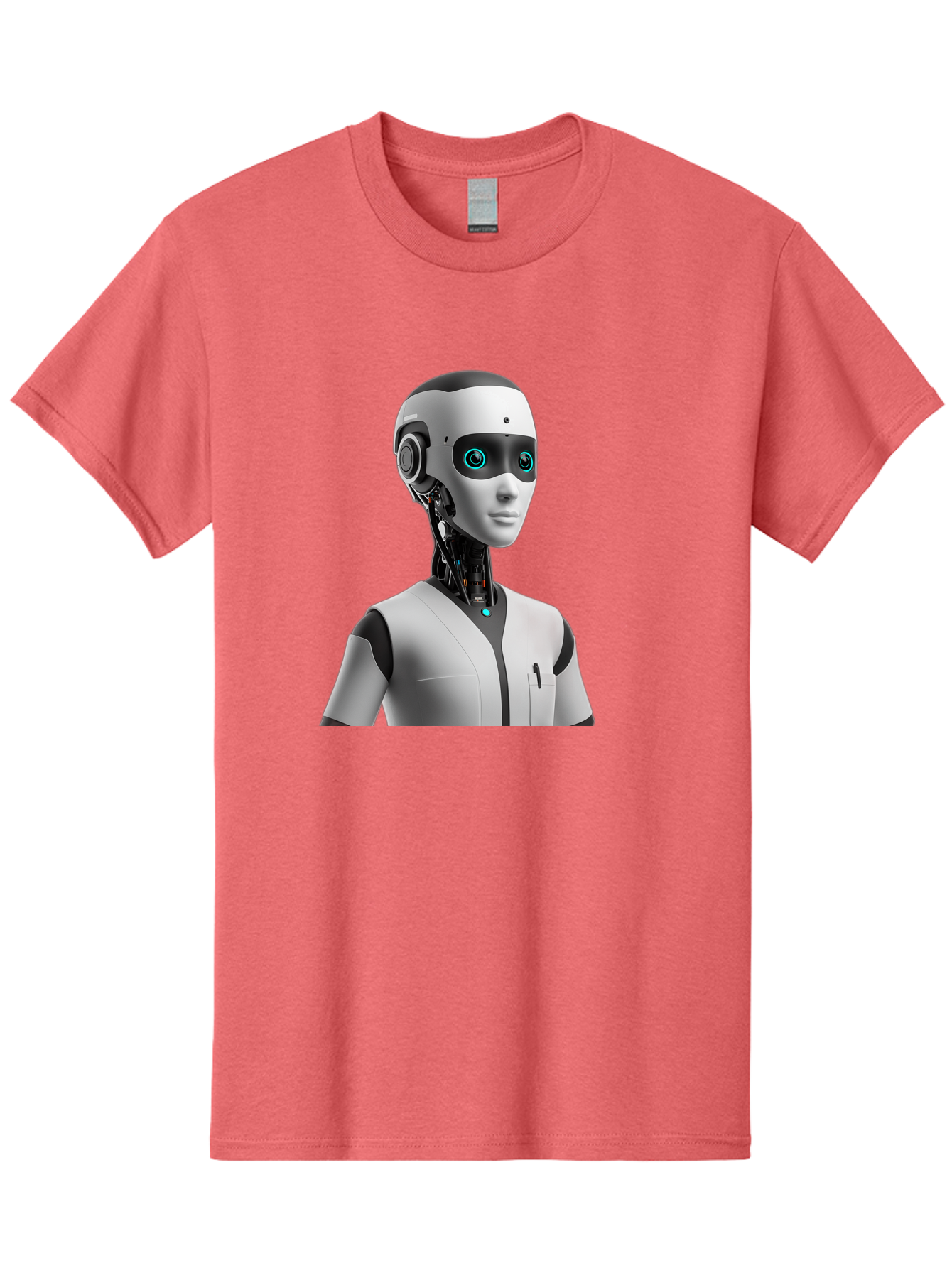 Robot-Head-1 Men'S Graphic Tee, 100% Cotton, Comfortable Casual Summer Wear, Machine Washable, Humanoid Robot, Futuristic Design, Artificial Intelligence, Robotic Features, Cybernetic Enhancements, Advanced Technology, Futuristic Character, Bab351 11