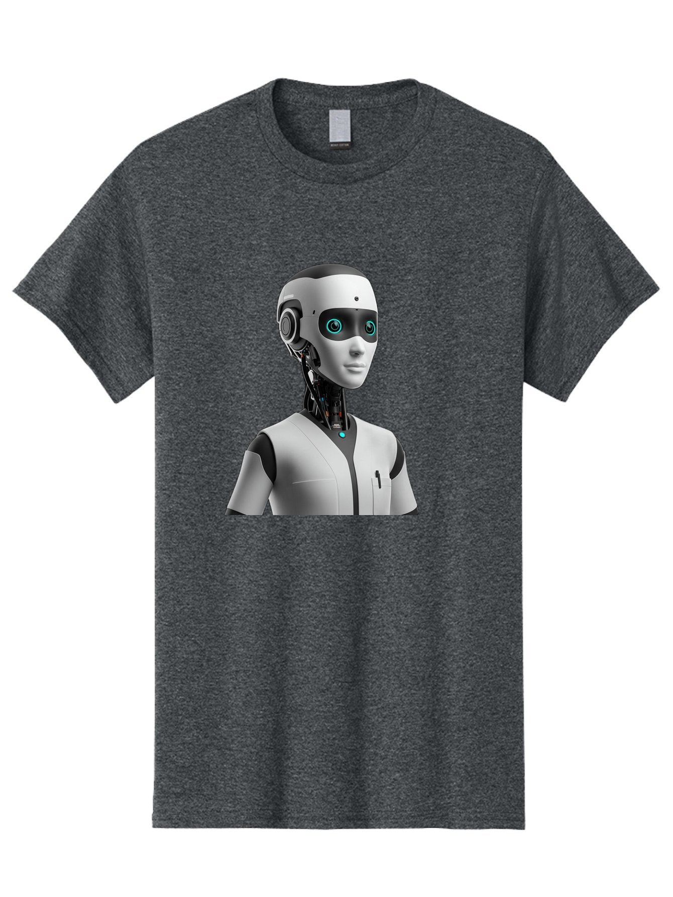 Robot-Head-1 Men'S Graphic Tee, 100% Cotton, Comfortable Casual Summer Wear, Machine Washable, Humanoid Robot, Futuristic Design, Artificial Intelligence, Robotic Features, Cybernetic Enhancements, Advanced Technology, Futuristic Character, Bab351 11