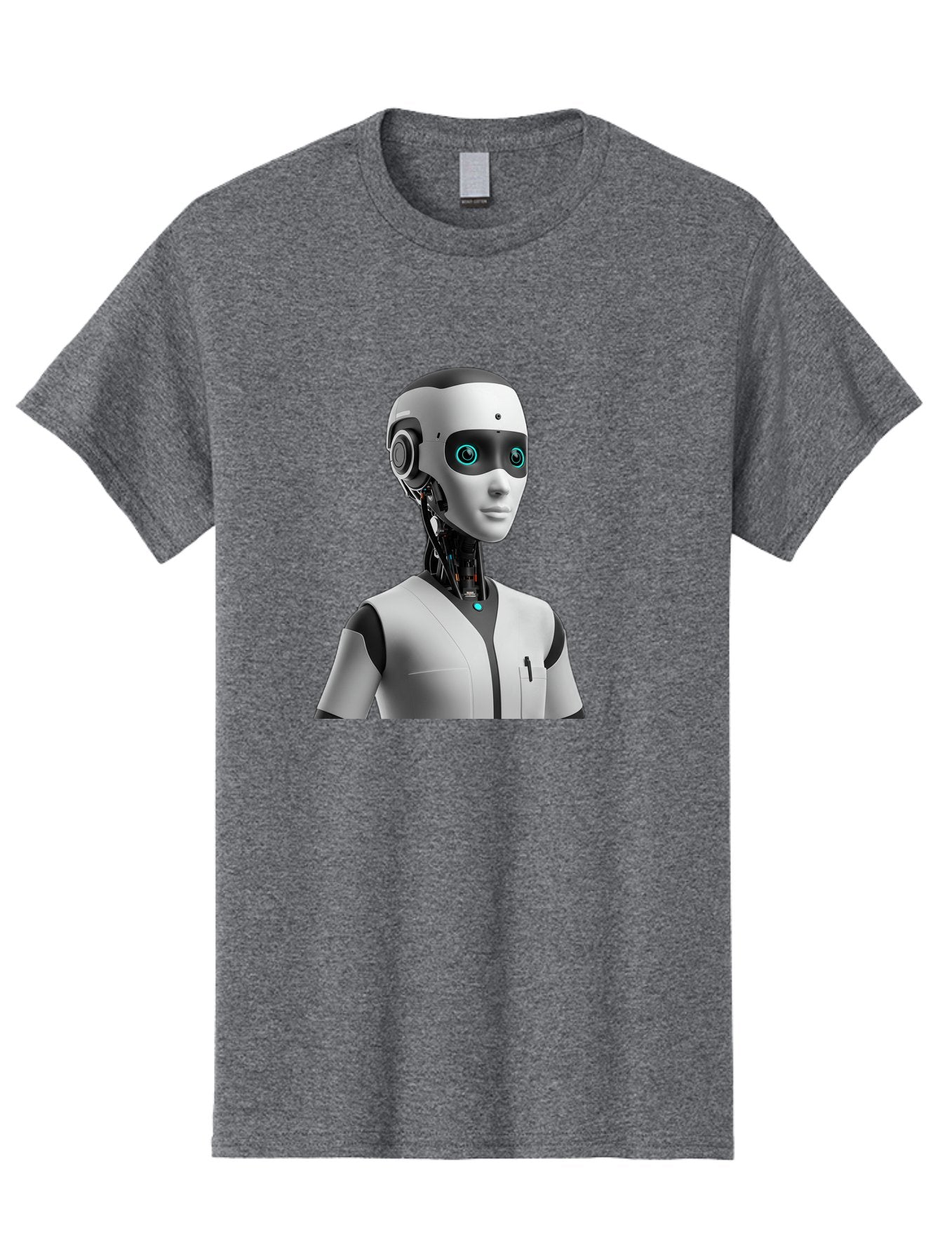 Robot-Head-1 Men'S Graphic Tee, 100% Cotton, Comfortable Casual Summer Wear, Machine Washable, Humanoid Robot, Futuristic Design, Artificial Intelligence, Robotic Features, Cybernetic Enhancements, Advanced Technology, Futuristic Character, Bab351 7