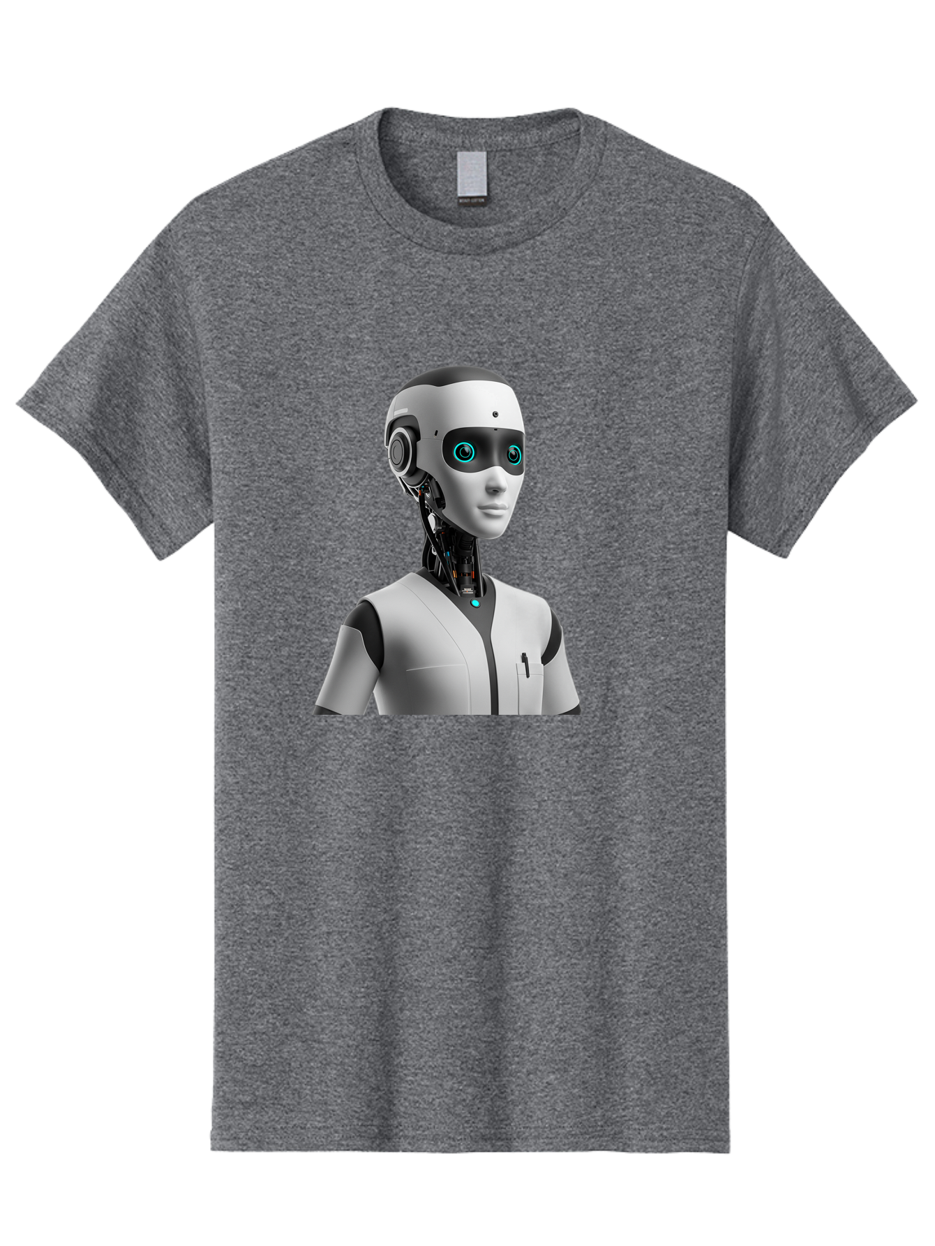 Robot-Head-1 Men'S Graphic Tee, 100% Cotton, Comfortable Casual Summer Wear, Machine Washable, Humanoid Robot, Futuristic Design, Artificial Intelligence, Robotic Features, Cybernetic Enhancements, Advanced Technology, Futuristic Character, Bab351 25